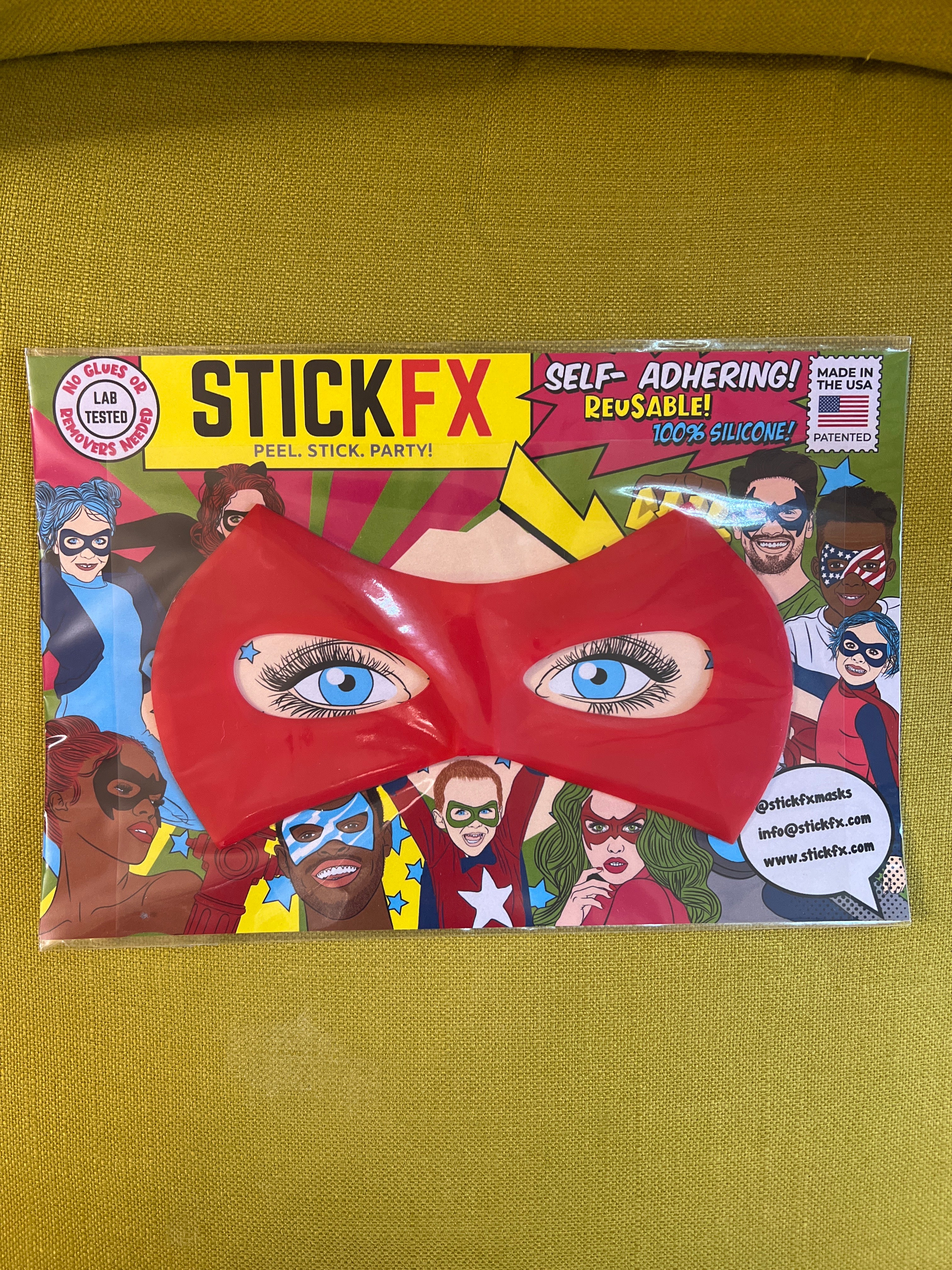 StickFX Classic Hero Mask adult size reusable self stick silicone costume superhero mask