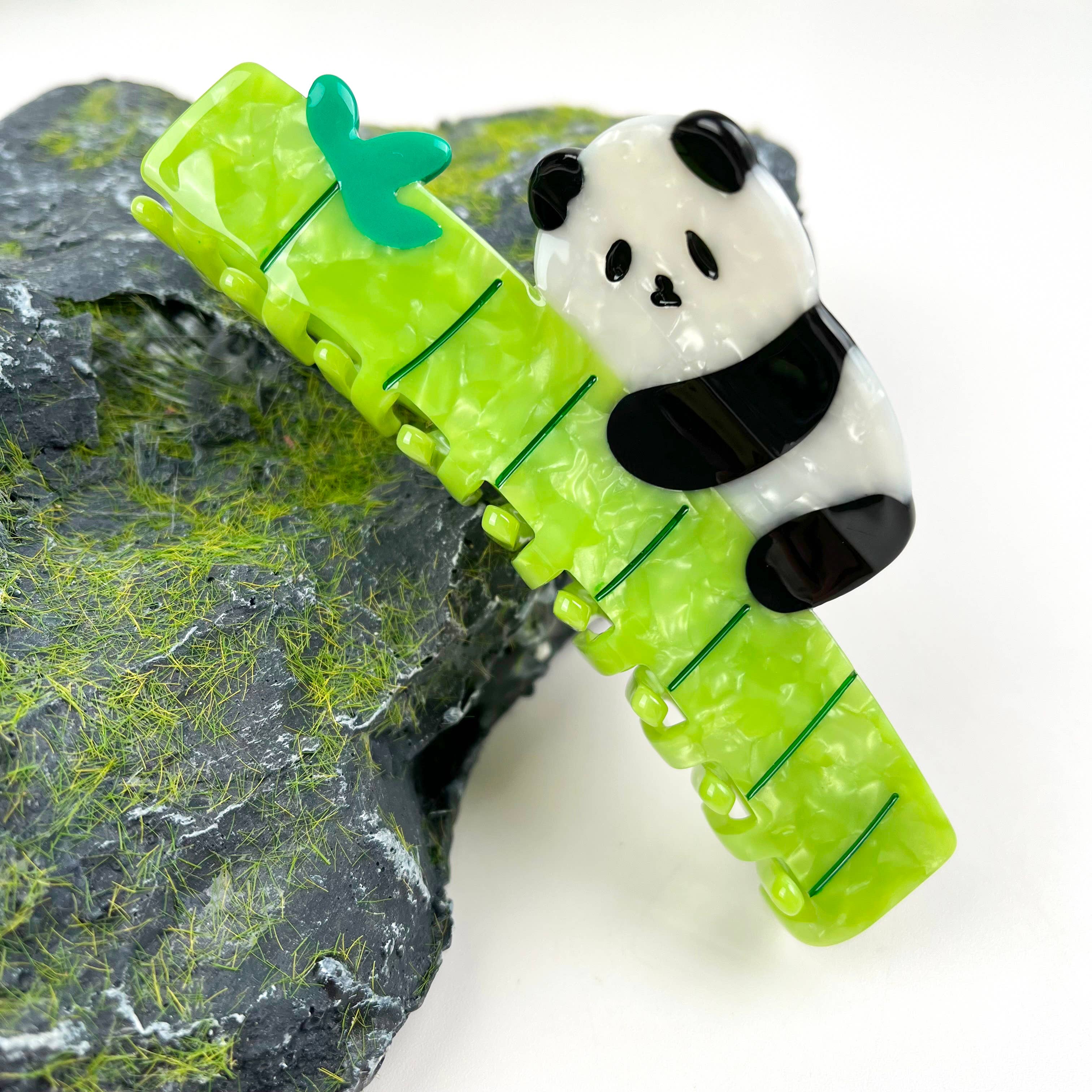 Bamboo Panda Hair Claw Clip: Green