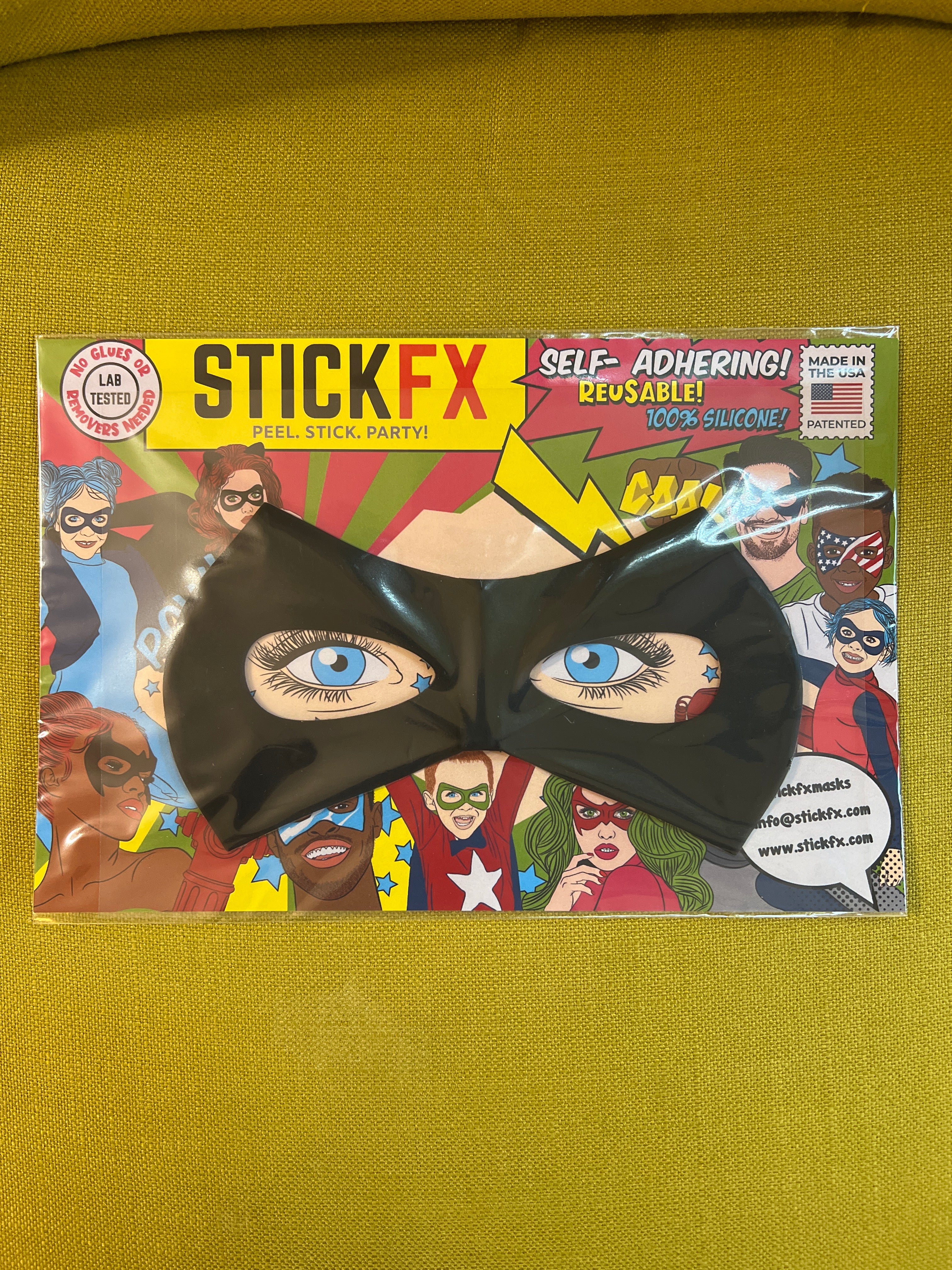 StickFX Classic Hero Mask adult size reusable self stick silicone costume superhero mask