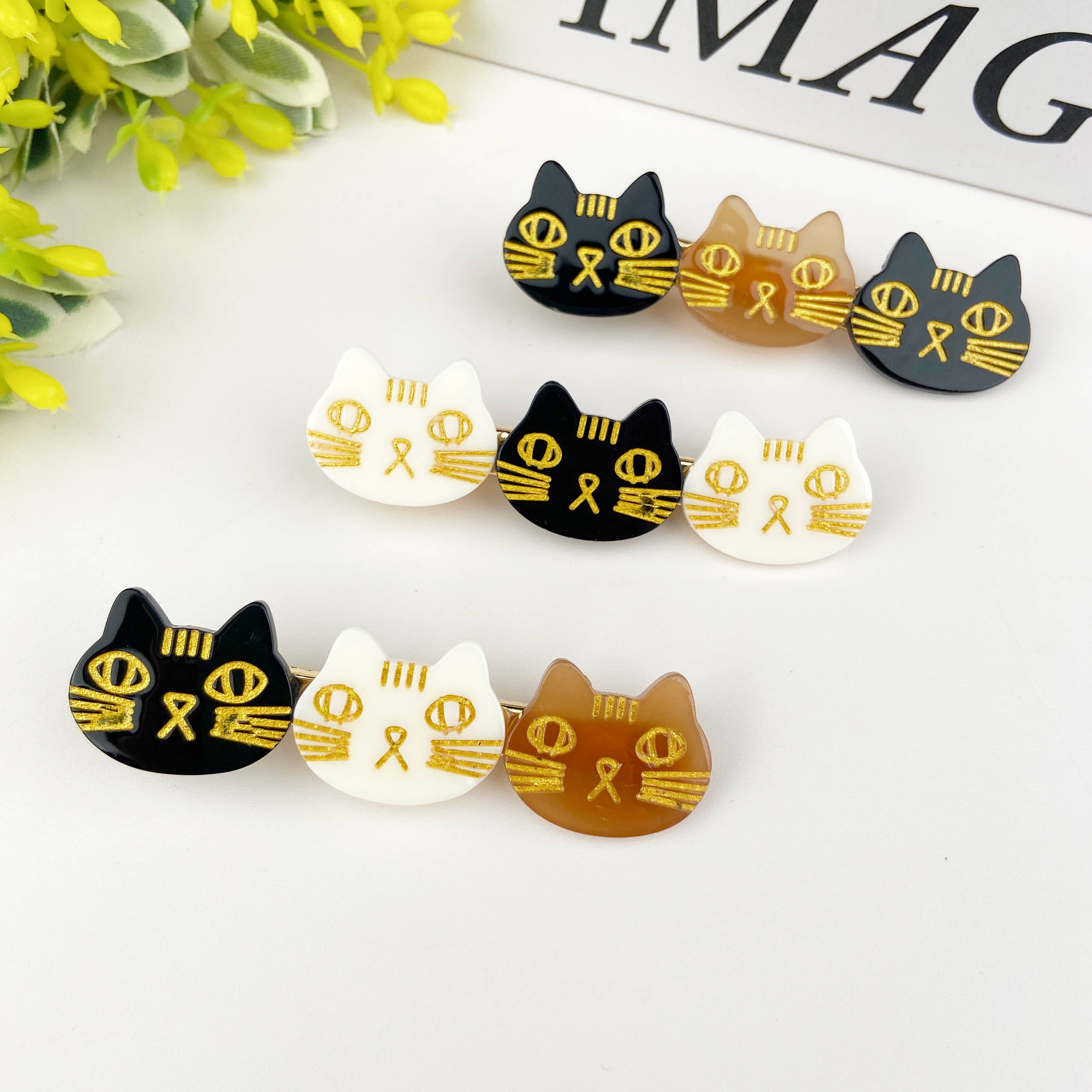 Triple Cute cat duckbill clip kitty hair clip