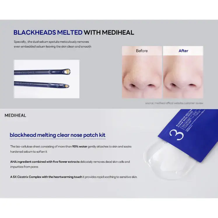 [MEDIHEAL] Blackhead Melting Clear Nose Patch *4pck