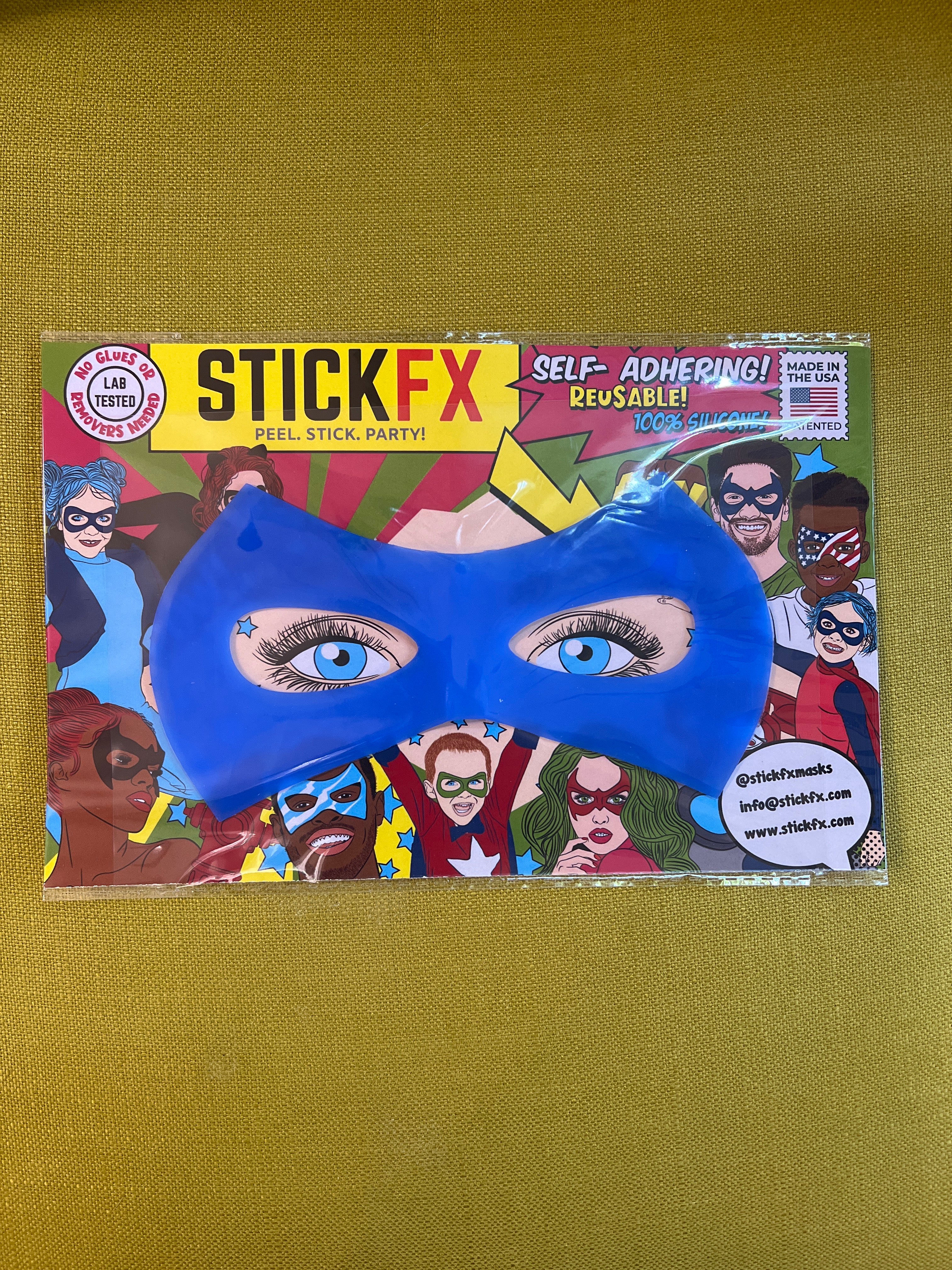 StickFX Classic Hero Mask adult size reusable self stick silicone costume superhero mask