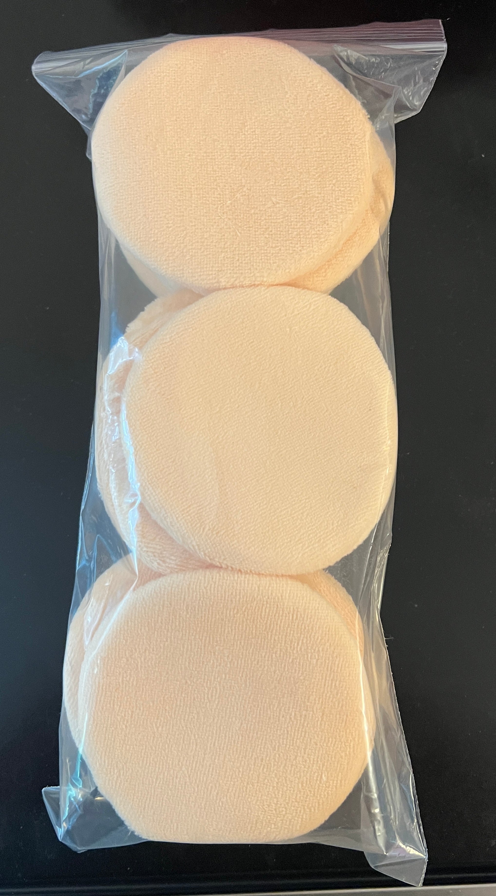 Velour Powder Puffs -peach, no ribbon 3.5” diameter