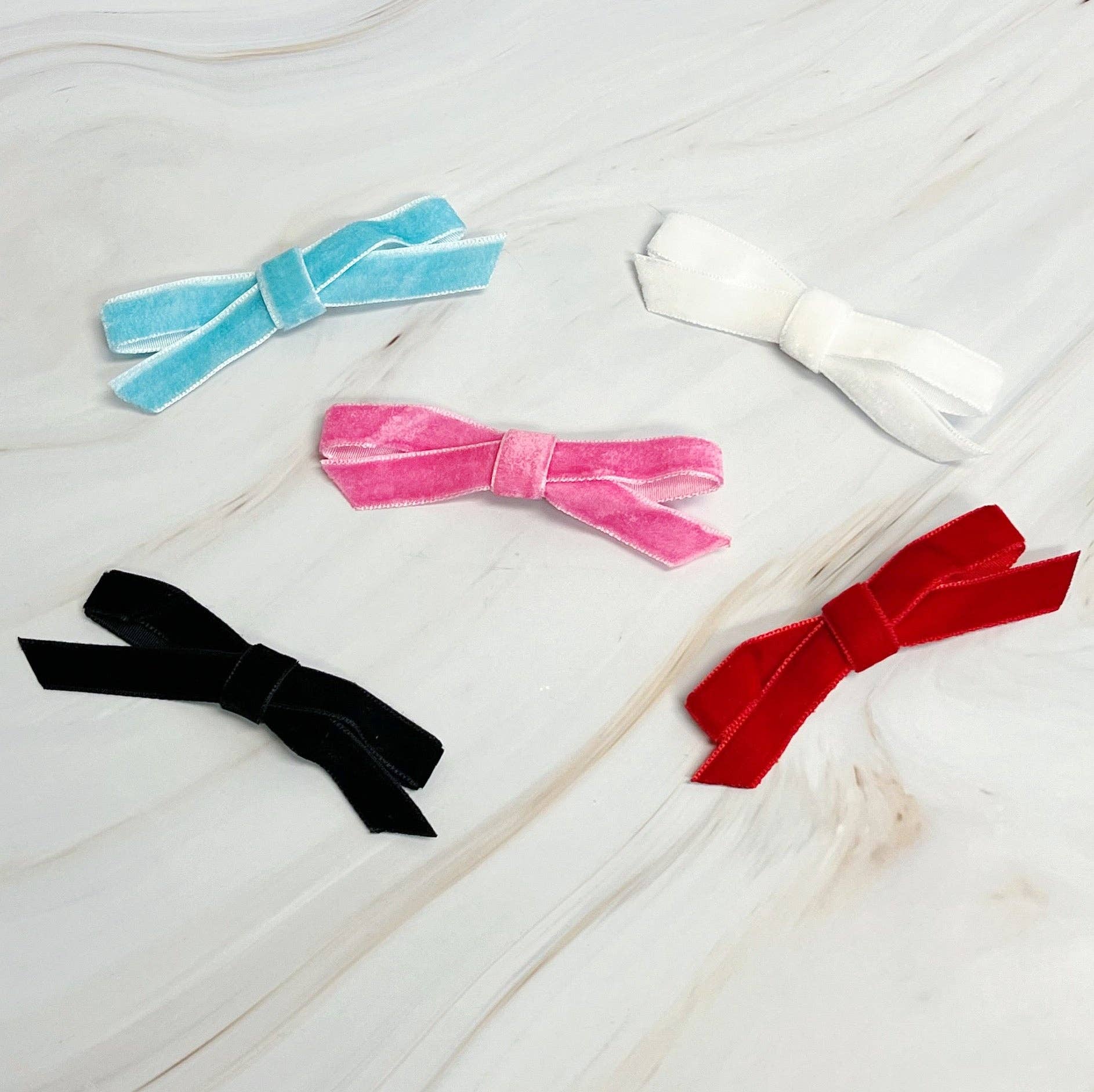 Adorable Velvet Bow Hair Clip Set Of 5 - Lalka Beauty Co.