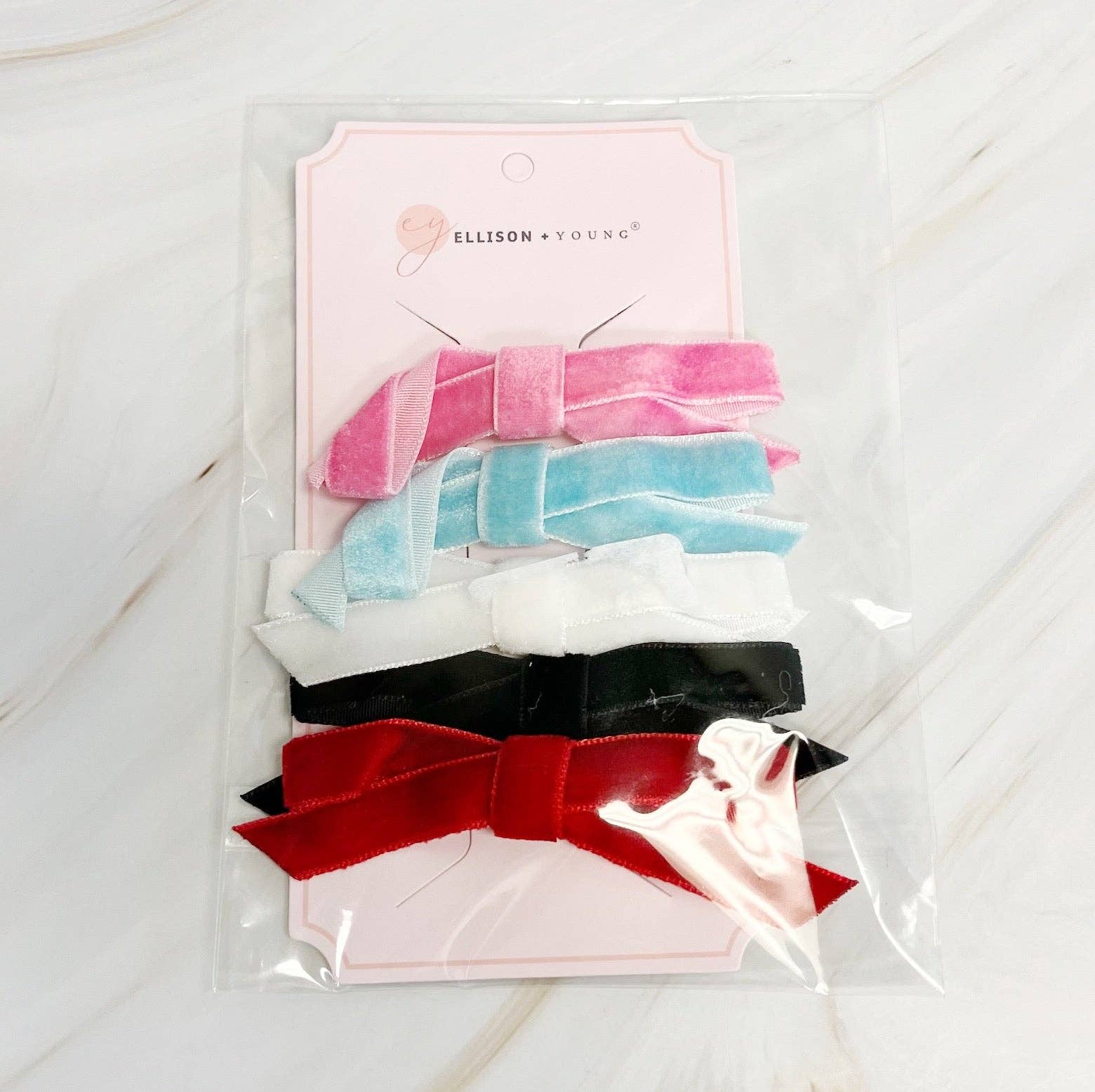 Adorable Velvet Bow Hair Clip Set Of 5 - Lalka Beauty Co.