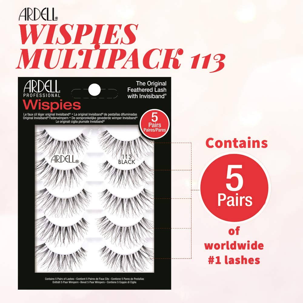 ARDELL Wispies The Original Feather Eyelashes With Invisiband (Multi - Pack): Black 113 - Lalka Beauty Co.