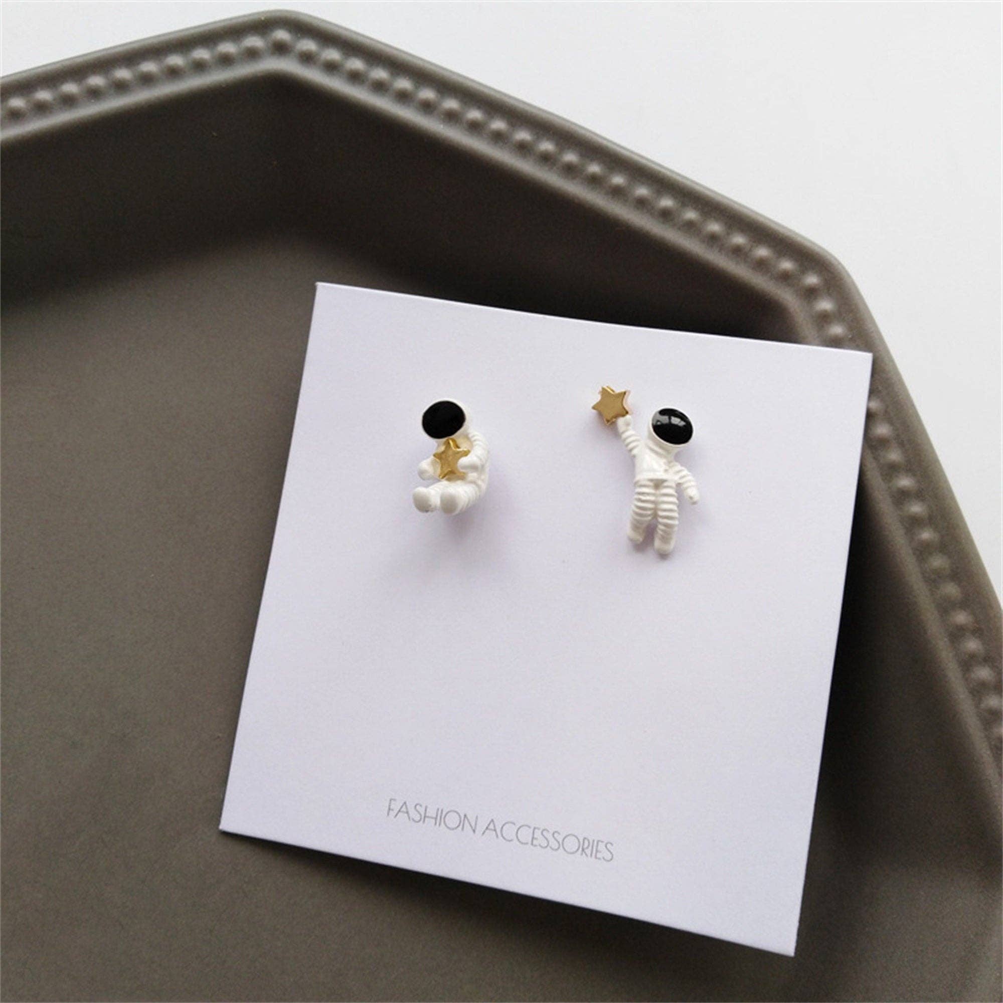 Astronaut Star Space Couple Stud Earring : Silver Post - Lalka Beauty Co.