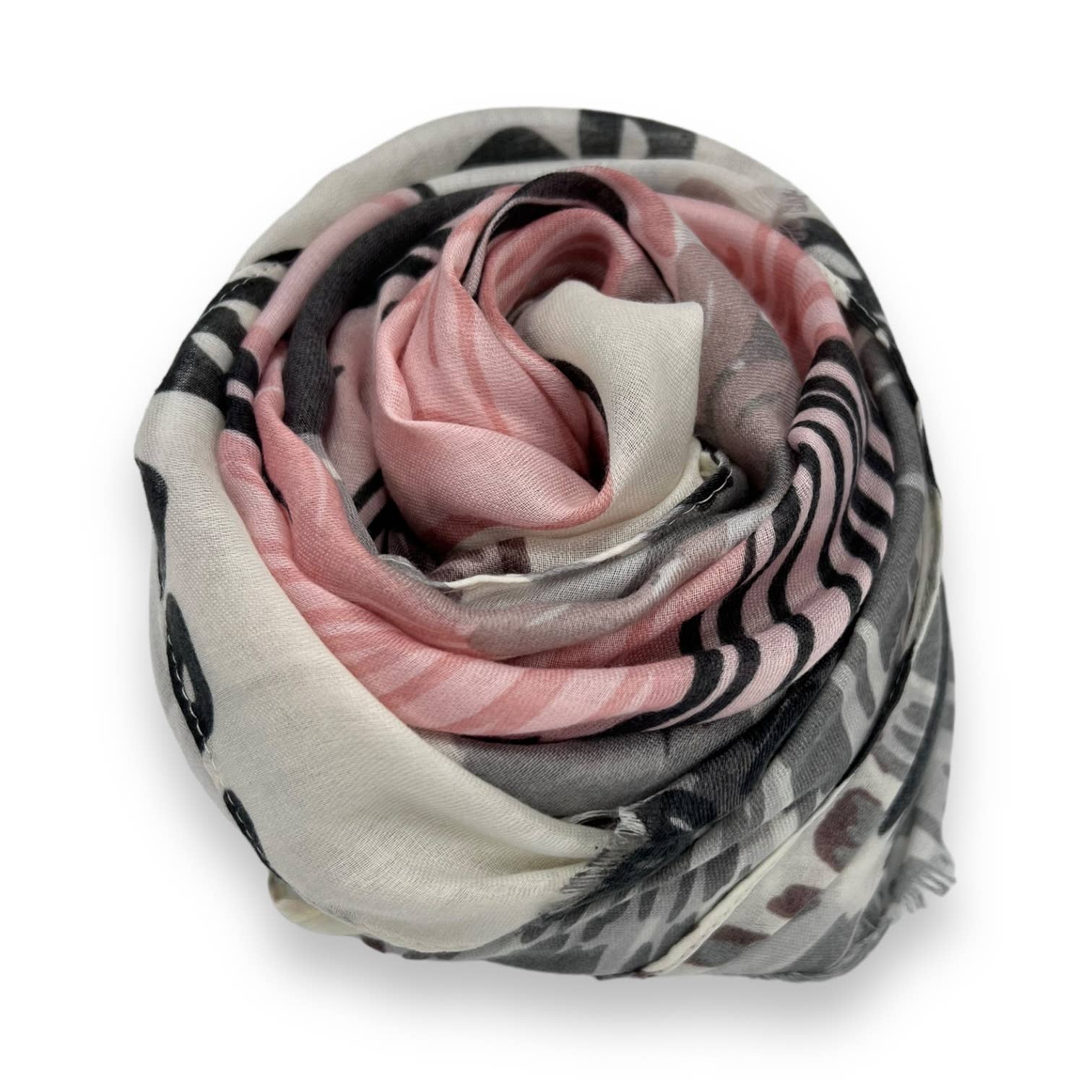 Big flower printed scarf: Grey - Lalka Beauty Co.