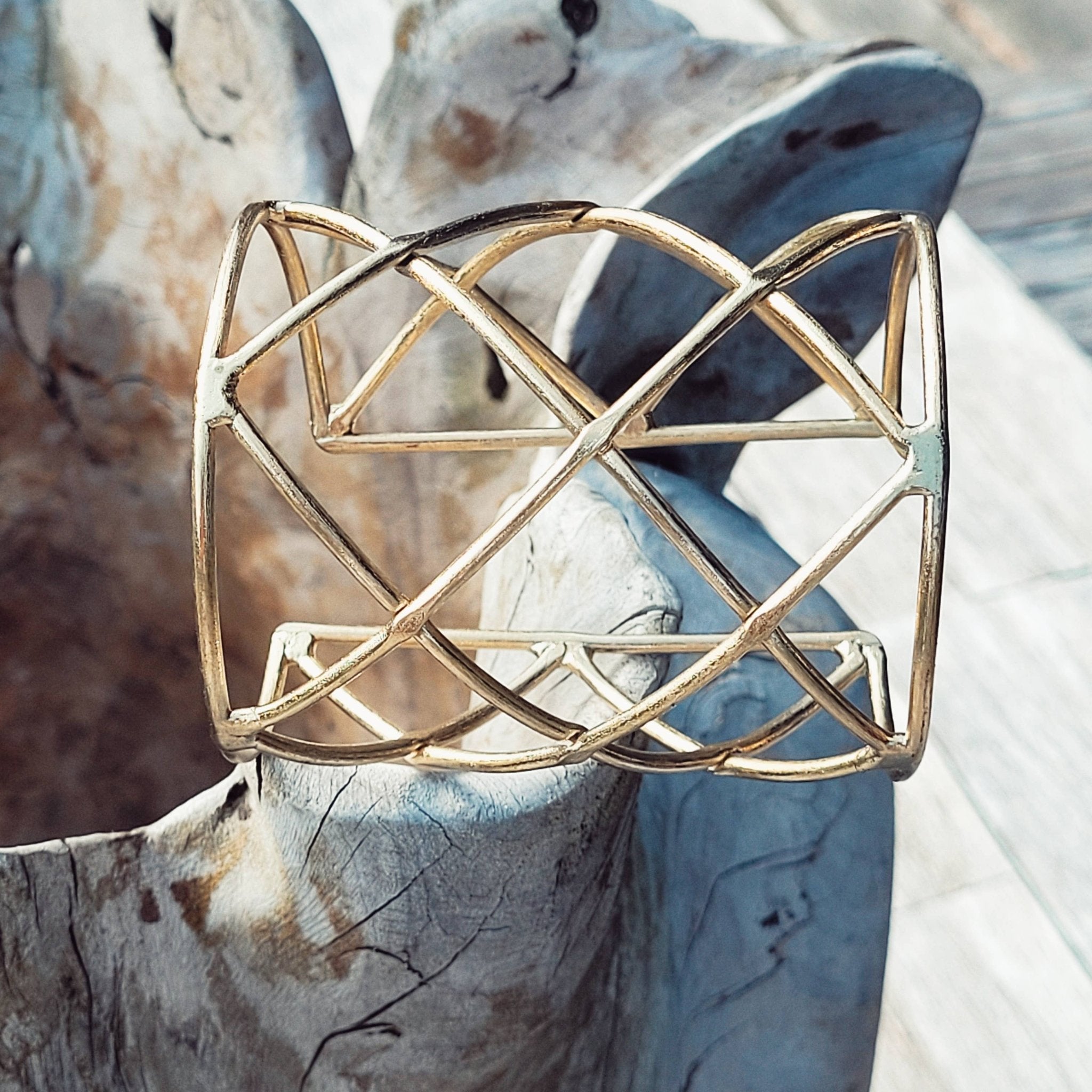 Bisjoux Solid brass lattice wire handmade cuff bangle bracelet - Lalka Beauty Co.