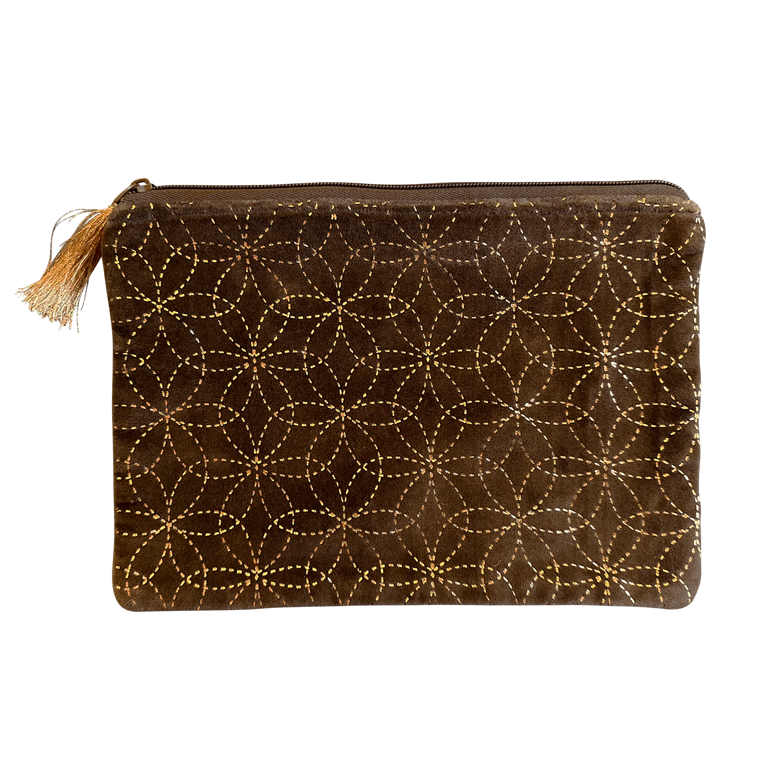 Black with Gold Circles Large Pouch - Lalka Beauty Co.