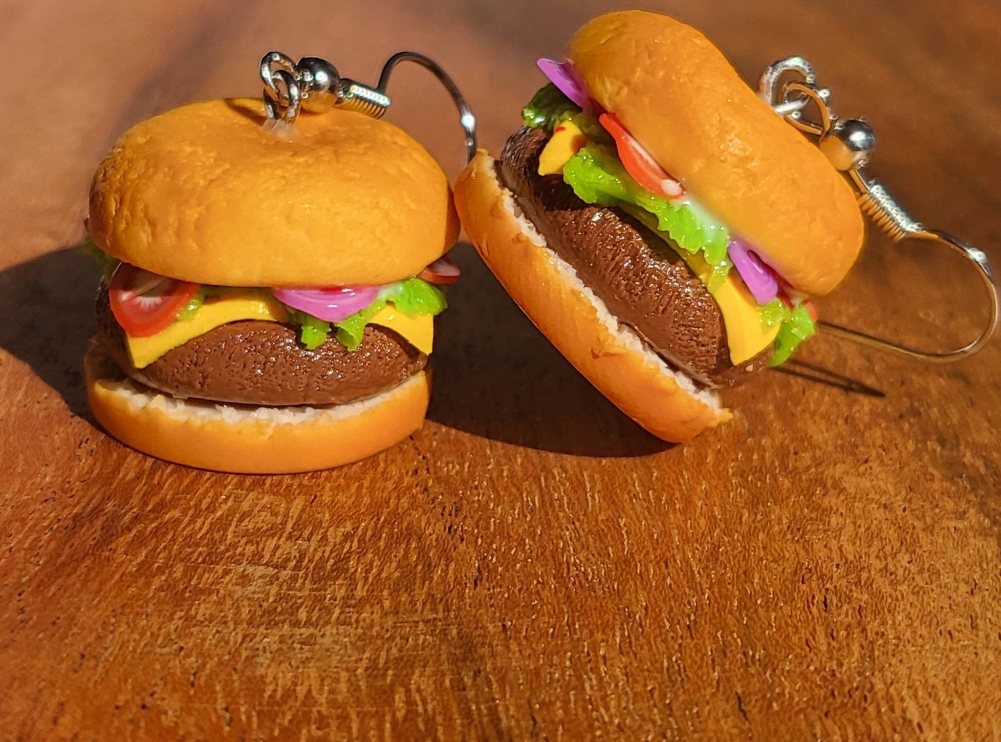 Cheeseburger Earrings, Hamburger Earrings, Burger Earrings - Lalka Beauty Co.