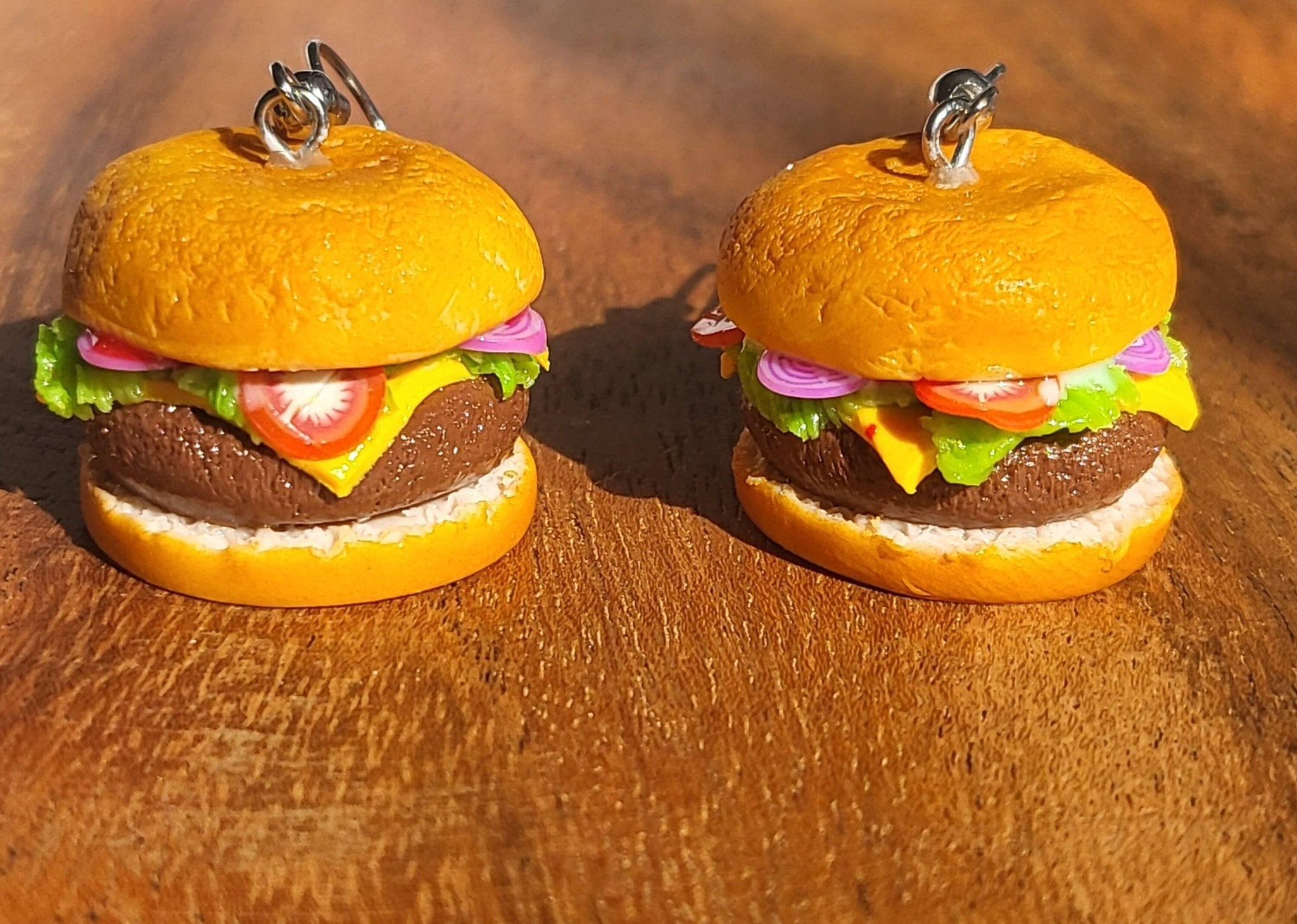 Cheeseburger Earrings, Hamburger Earrings, Burger Earrings - Lalka Beauty Co.