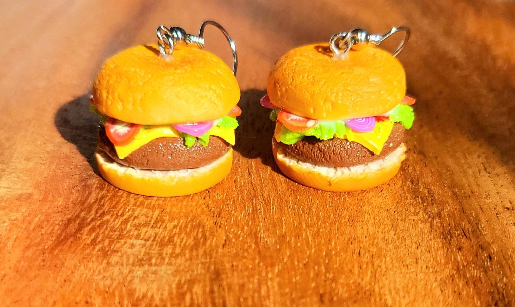 Cheeseburger Earrings, Hamburger Earrings, Burger Earrings - Lalka Beauty Co.