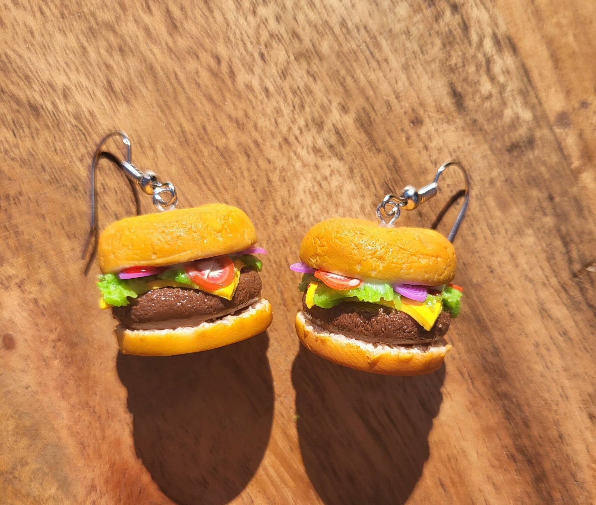 Cheeseburger Earrings, Hamburger Earrings, Burger Earrings - Lalka Beauty Co.