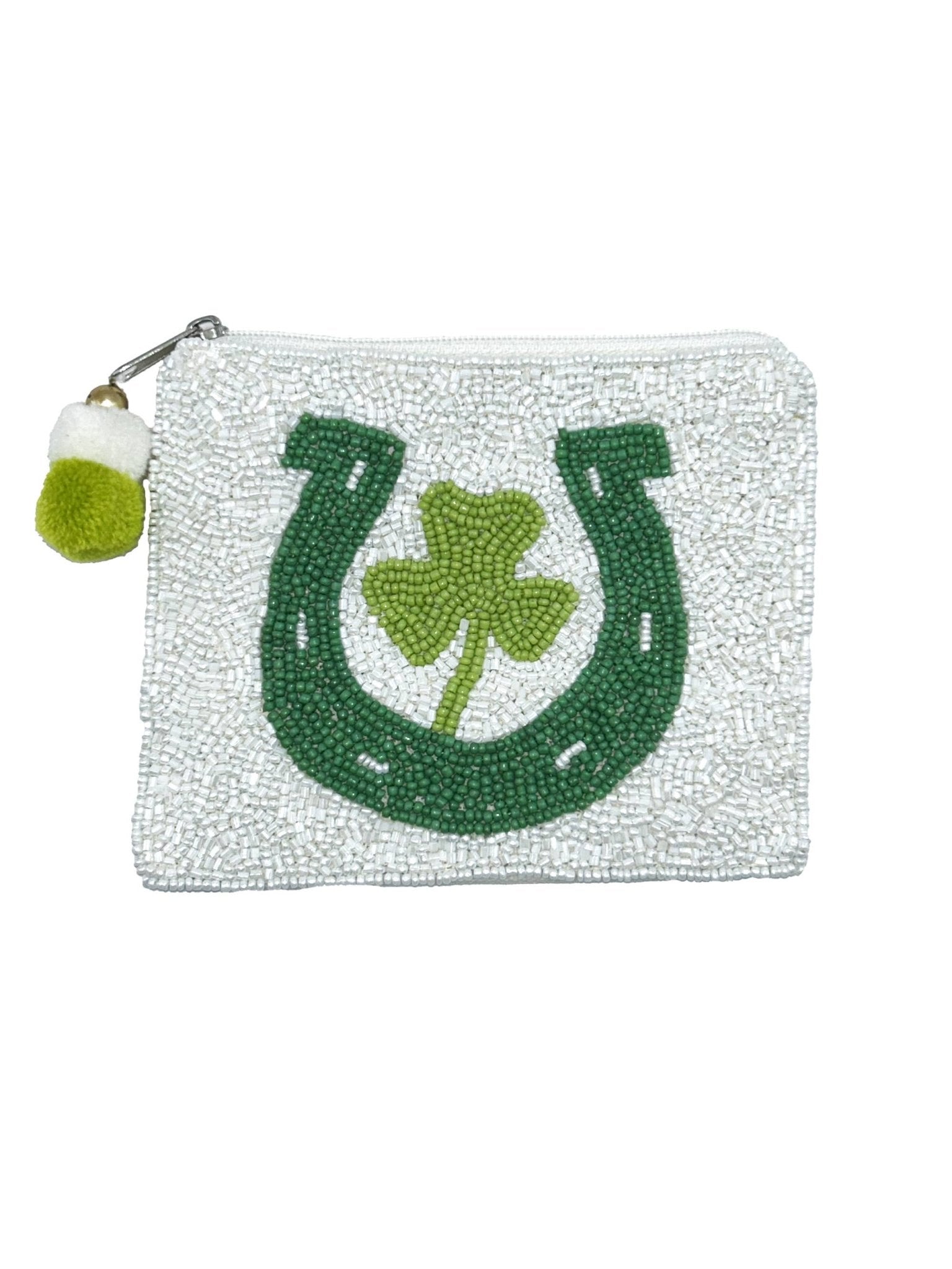 Clover in Horseshoe Handmade Beaded Coin Purse - Lalka Beauty Co.