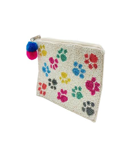 Colorful Pawprint Beaded Coin Purse - Lalka Beauty Co.