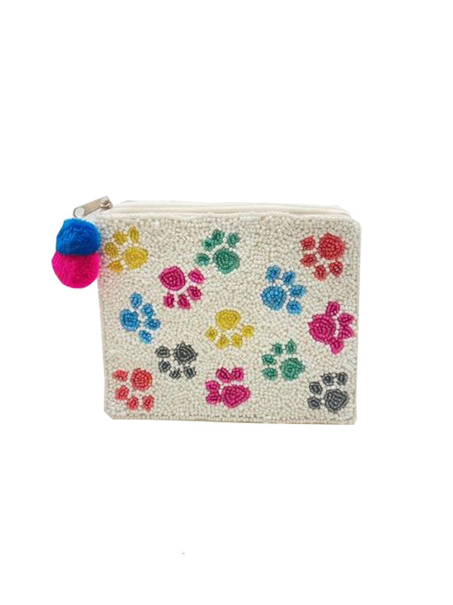 Colorful Pawprint Beaded Coin Purse - Lalka Beauty Co.