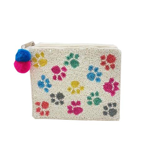 Colorful Pawprint Beaded Coin Purse - Lalka Beauty Co.