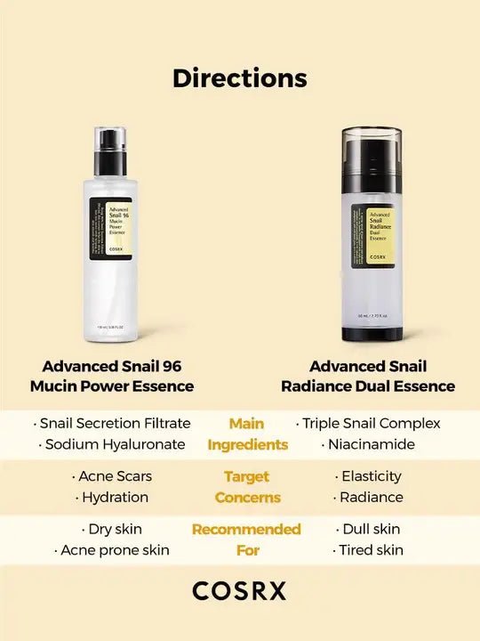 COSRX Advanced Snail Radiance Dual Essence - Lalka Beauty Co.