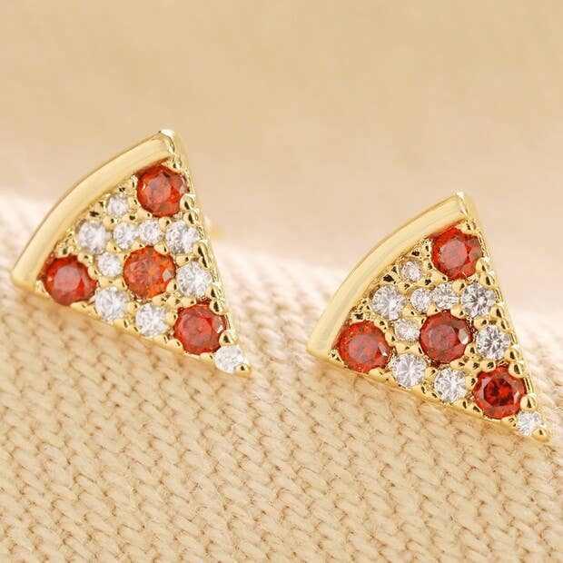 Crystal Pizza Stud Earrings - Lalka Beauty Co.