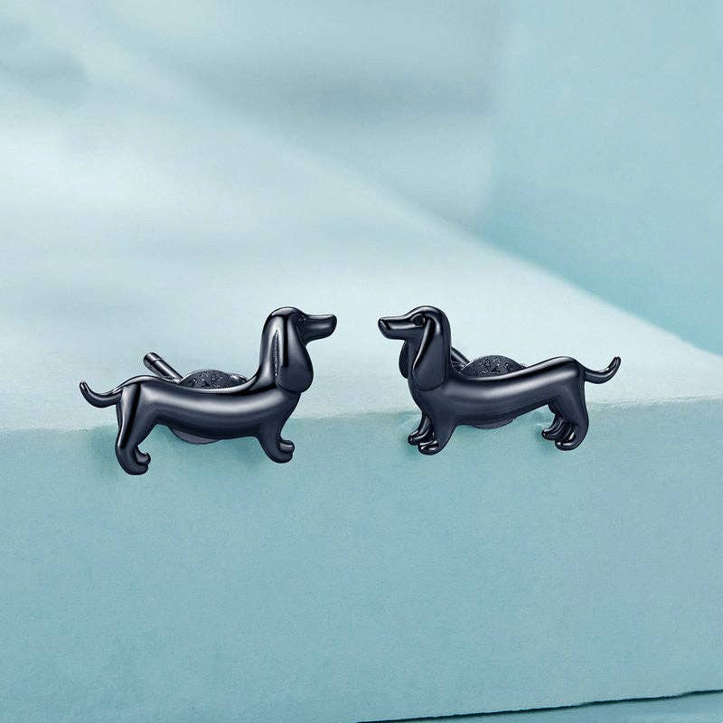 Dachshund Doxie Dog Stud Earrings in 925 Sterling Silver - Lalka Beauty Co.