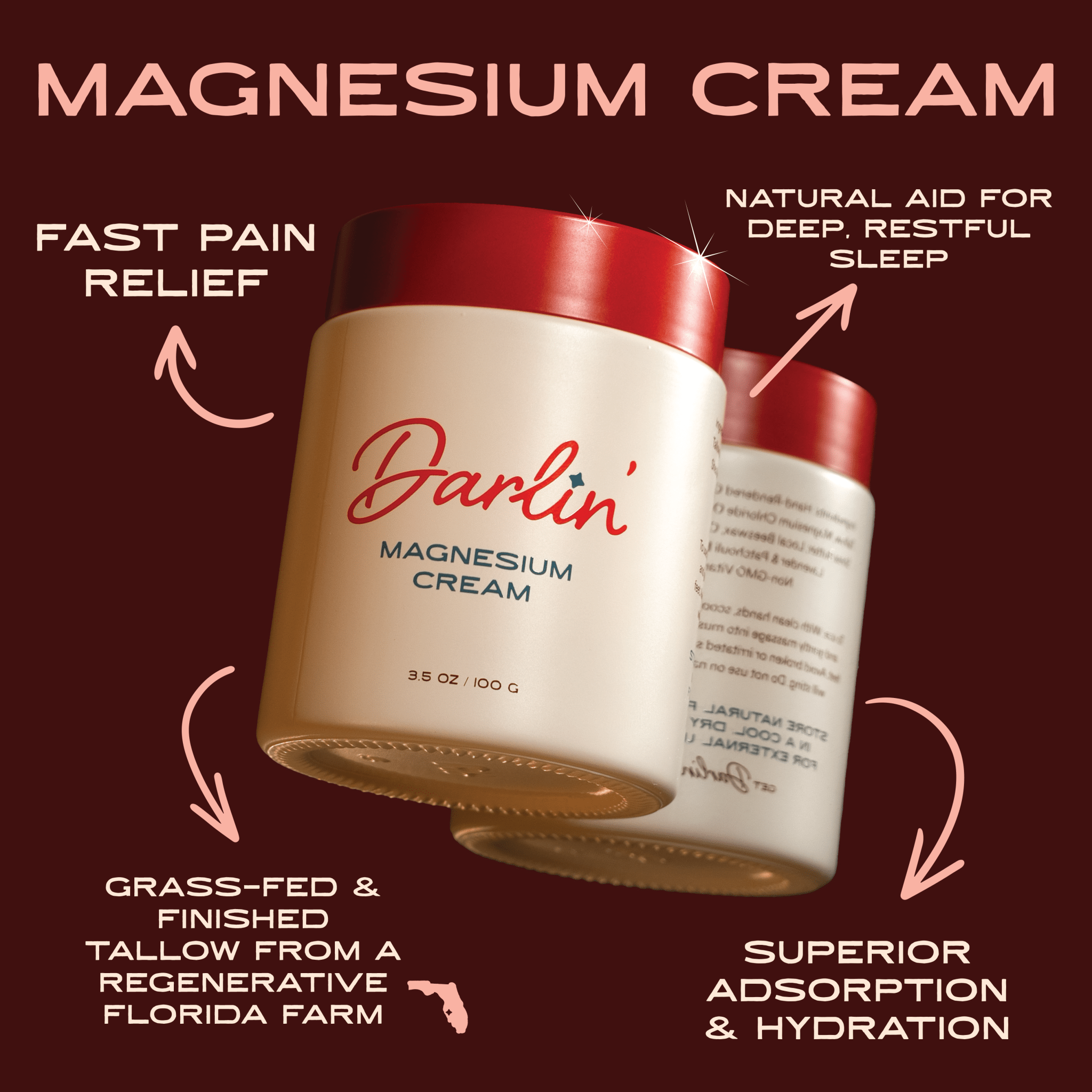 Darlin Skincare Magnesium Cream Tallow | For Sleep, Sore Muscles + Balance menopause - Lalka Beauty Co.