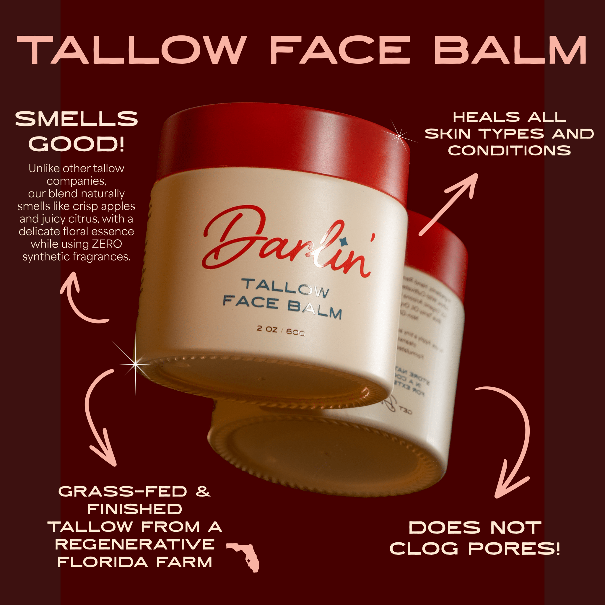 Darlin Skincare Tallow Face Balm | Natural Blue Tansy Skincare Moisturizer - Lalka Beauty Co.