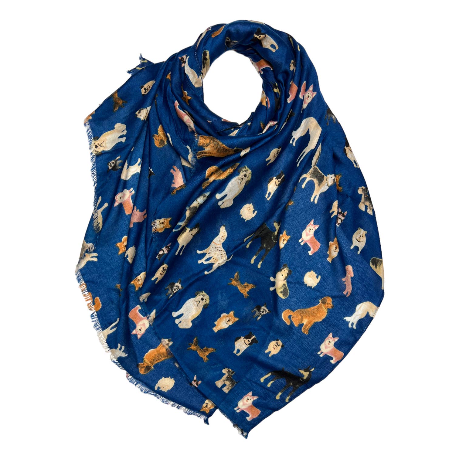 Dog print with mix breeds on medium lightweight print: Navy - Lalka Beauty Co.