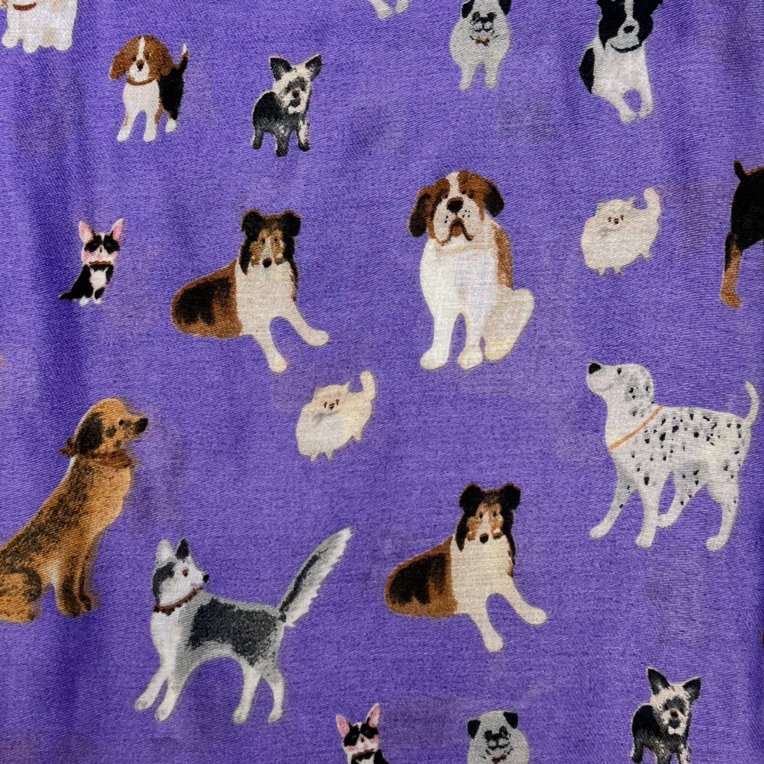 Dog print with mix breeds on medium lightweight print: Purple - Lalka Beauty Co.