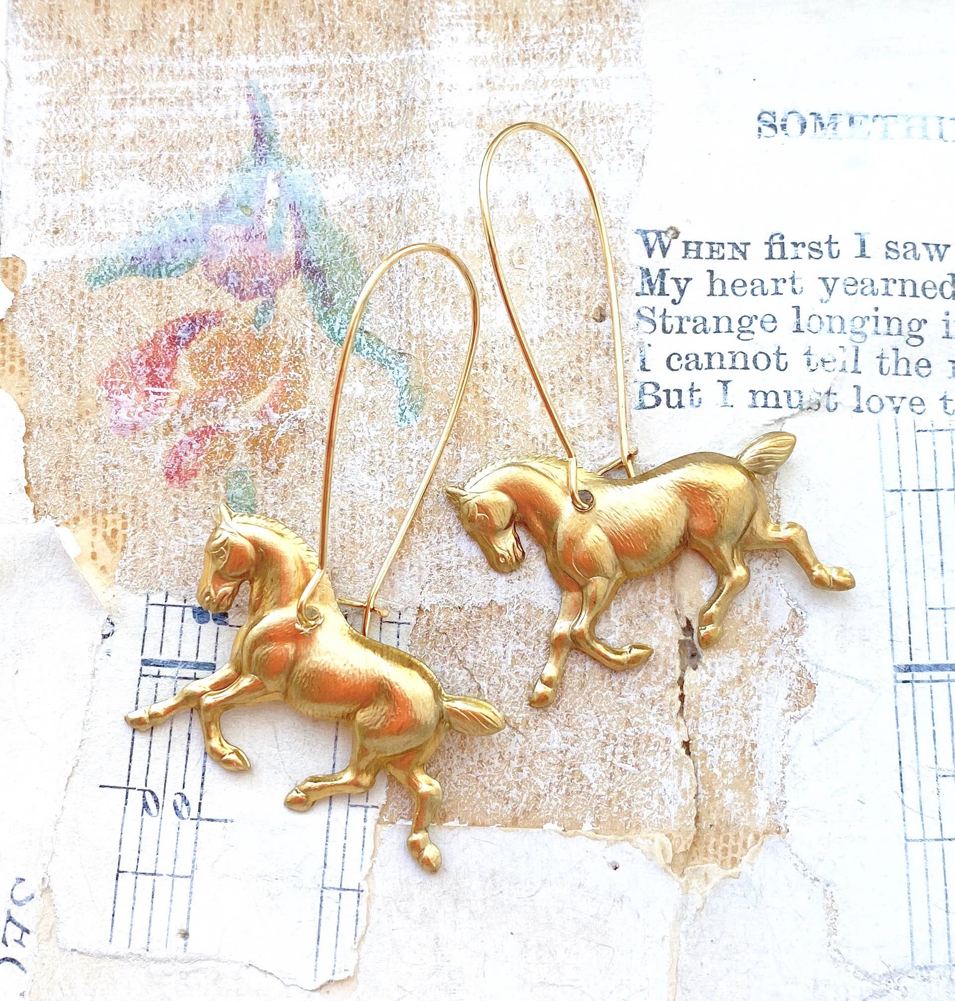 Gold Horse Earrings Equestrian Earrings Horse Lover - Lalka Beauty Co.