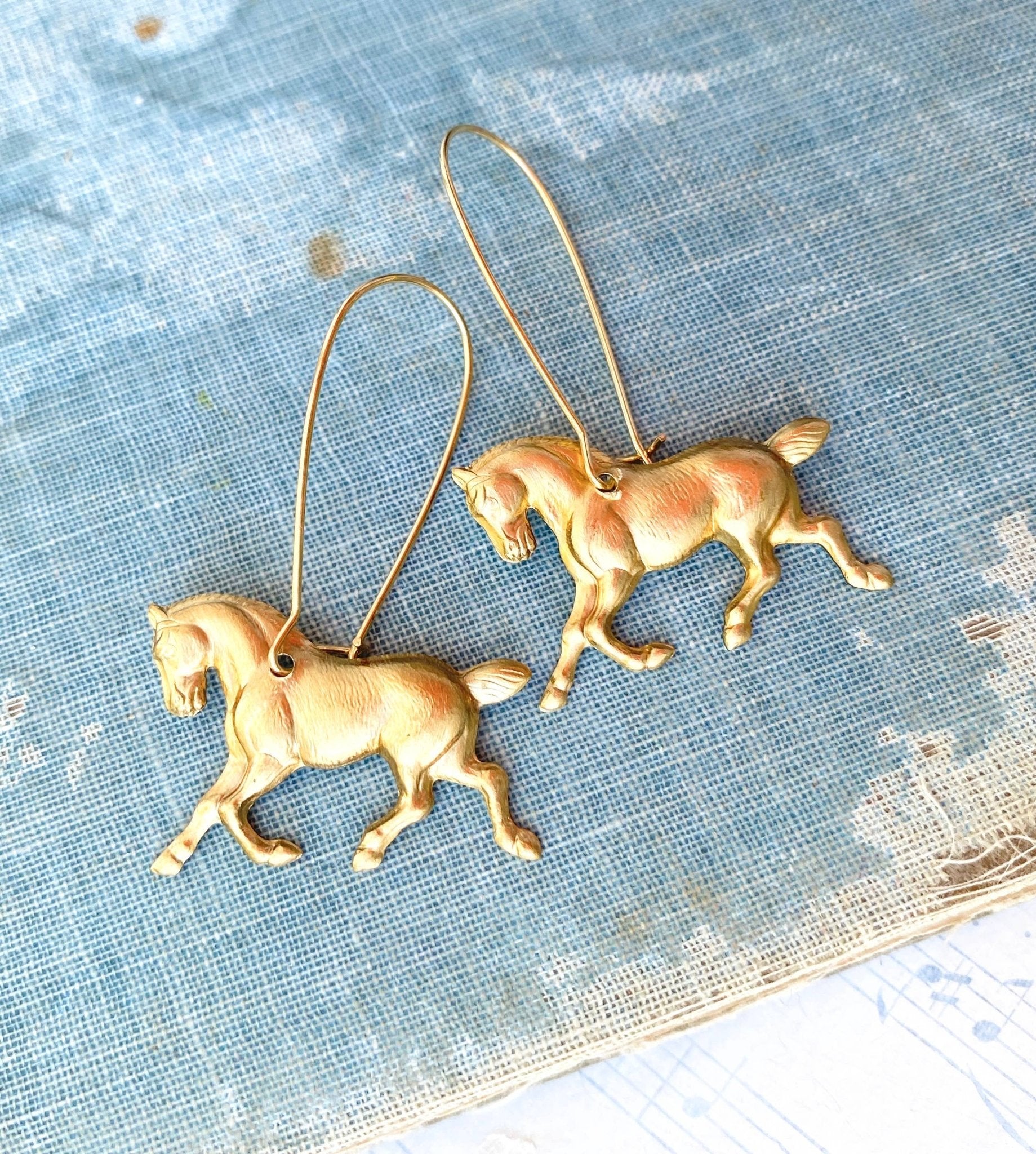 Gold Horse Earrings Equestrian Earrings Horse Lover - Lalka Beauty Co.