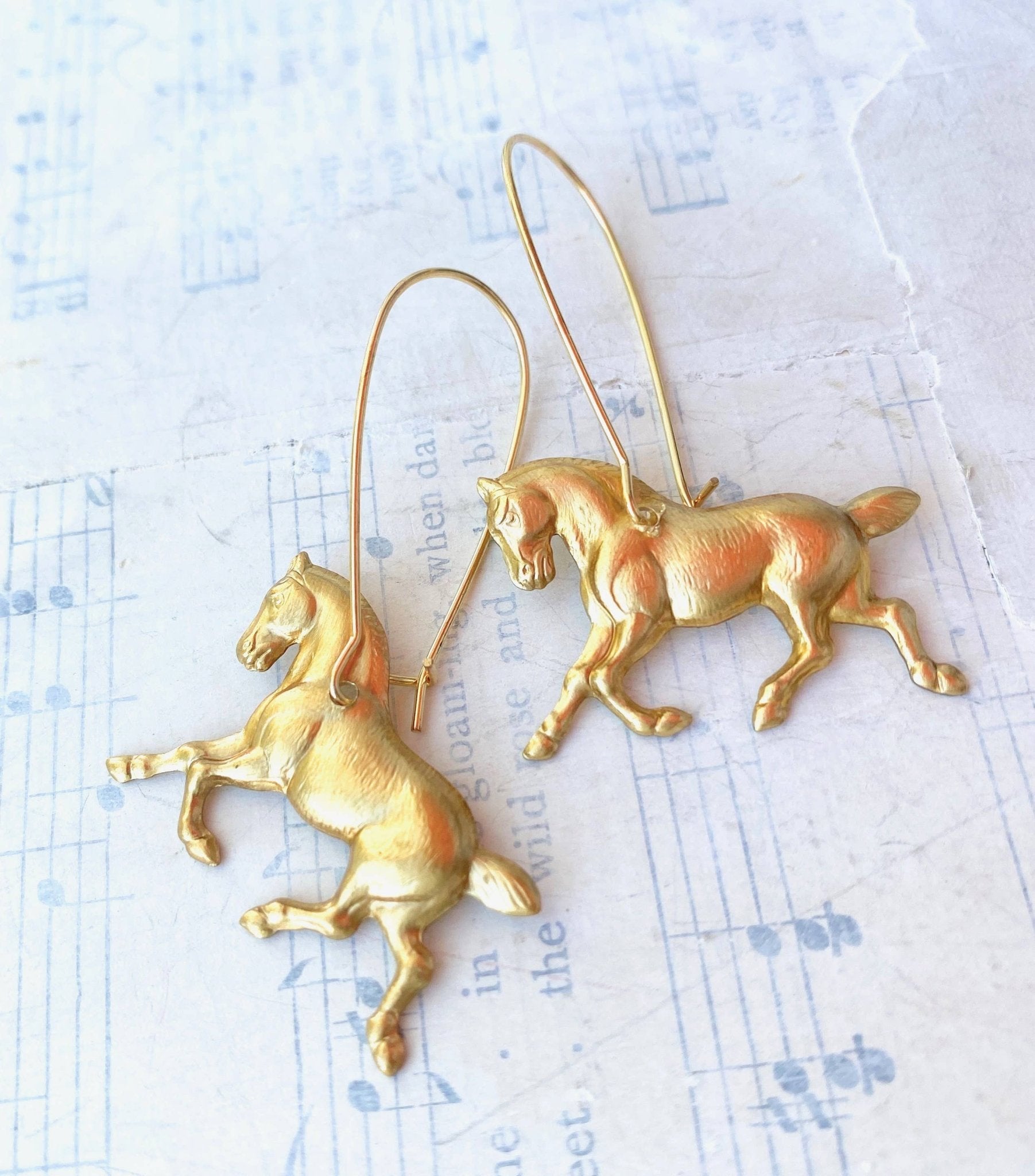 Gold Horse Earrings Equestrian Earrings Horse Lover - Lalka Beauty Co.