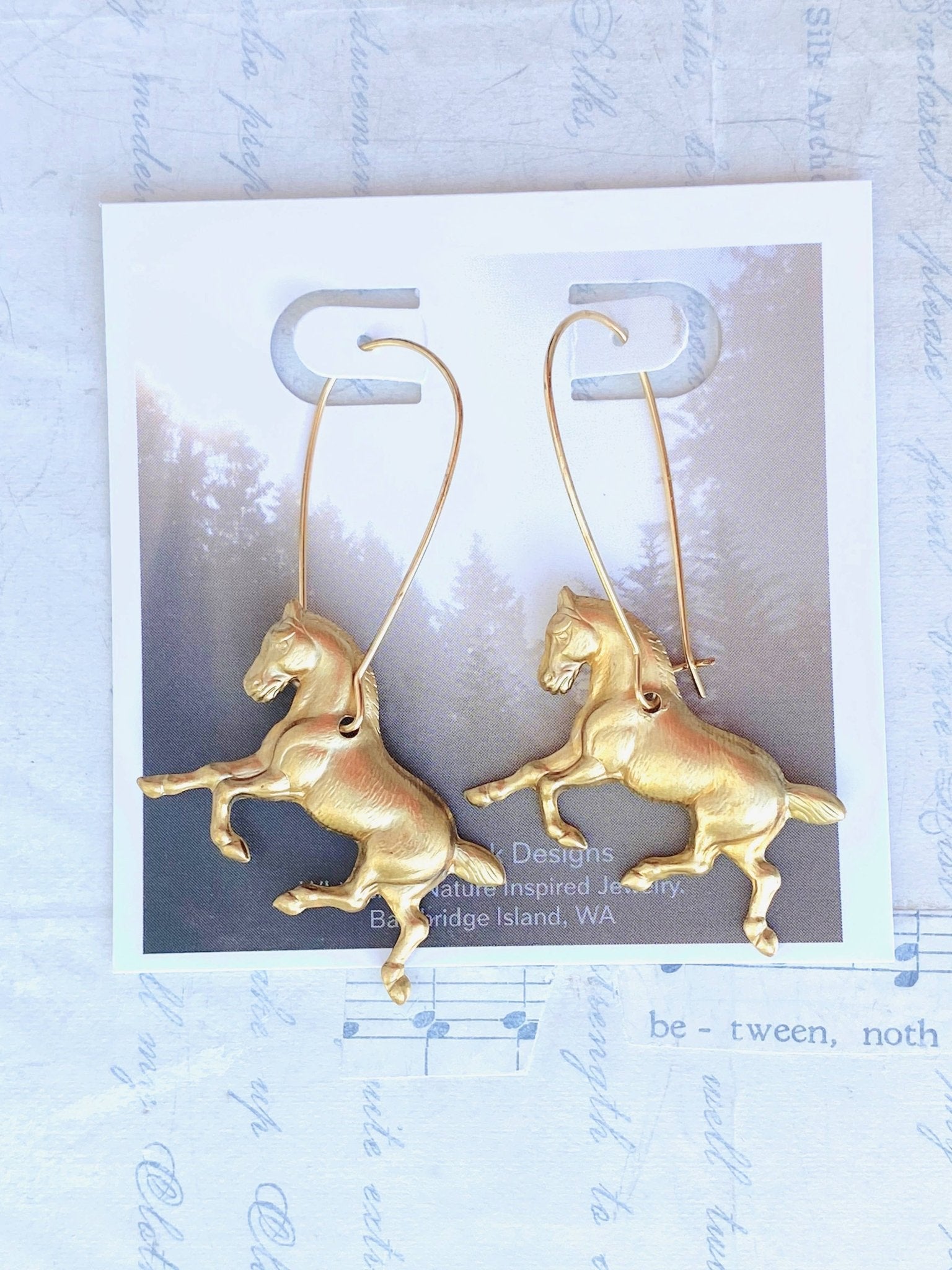 Gold Horse Earrings Equestrian Earrings Horse Lover - Lalka Beauty Co.