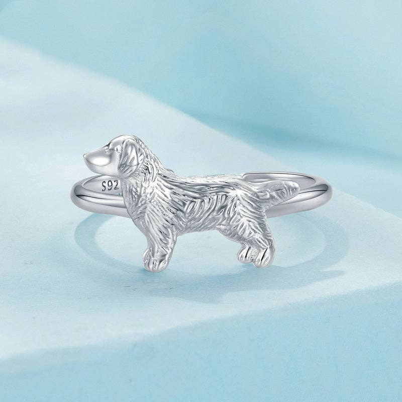 Golden Retriever Dog Stacking Ring in 925 Sterling Silver - Lalka Beauty Co.