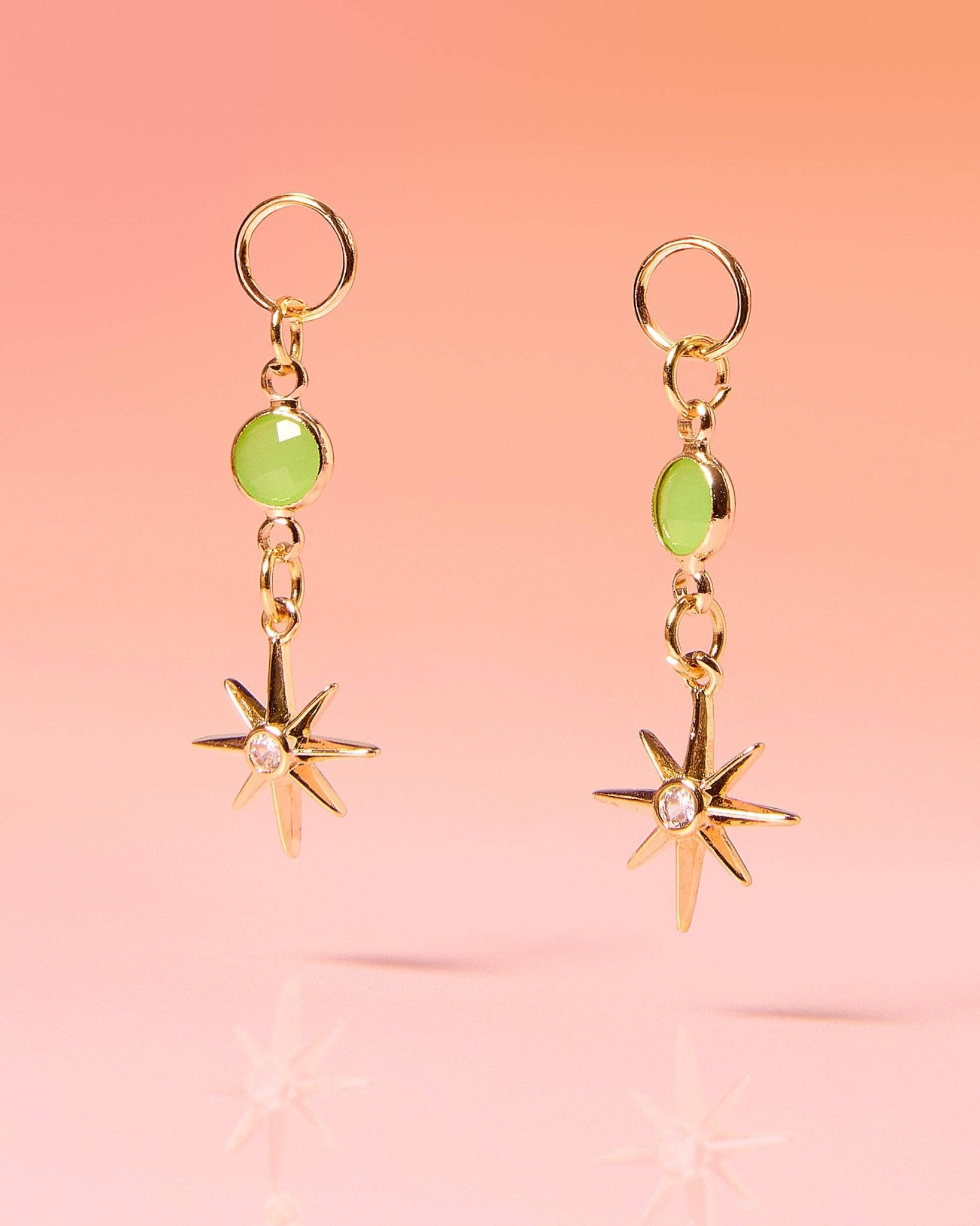 Green Star Dangle Gold Plated Post Earrings - Lalka Beauty Co.