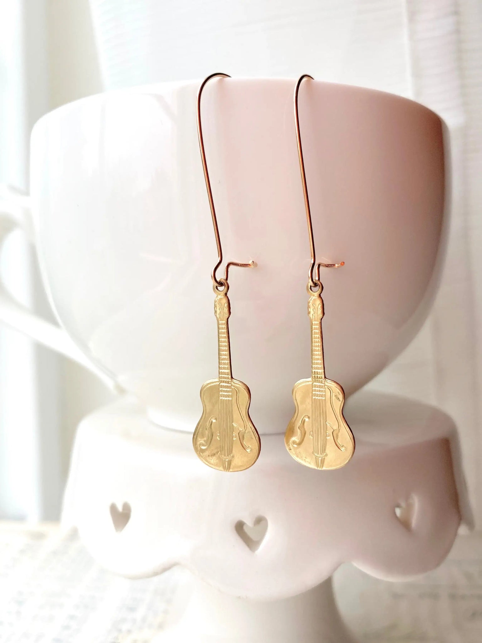 Guitar Earrings Gold Music Ukulele Rock 'n Roll Violin - Lalka Beauty Co.