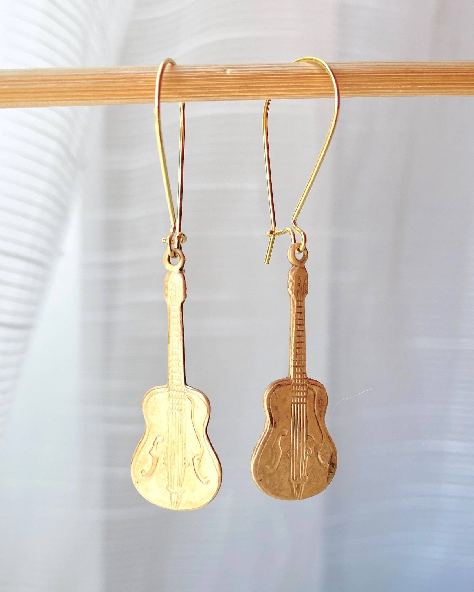 Guitar Earrings Gold Music Ukulele Rock 'n Roll Violin - Lalka Beauty Co.