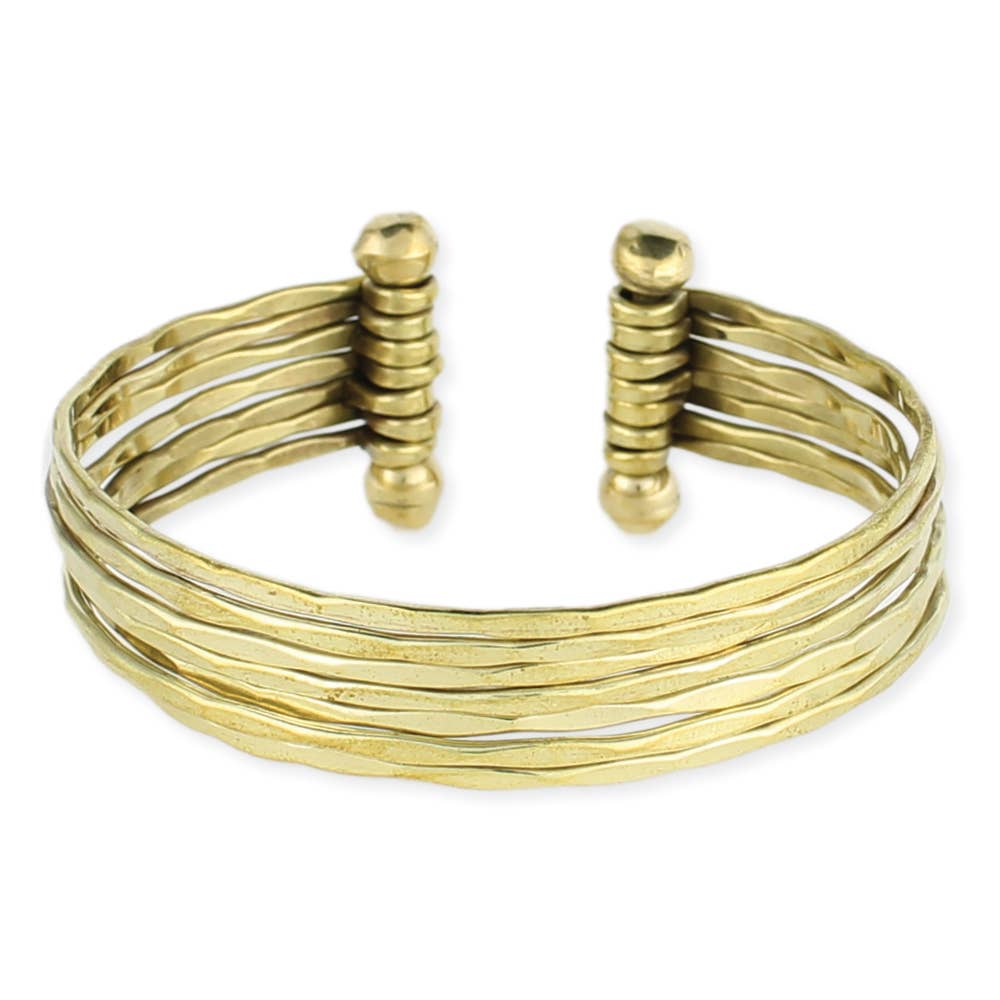 Hammered Gold 7 Line Cuff Bracelet - Lalka Beauty Co.