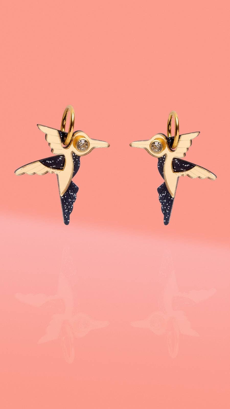 Hummingbird Hoop Earrings Copper, Blue, Pink - Lalka Beauty Co.