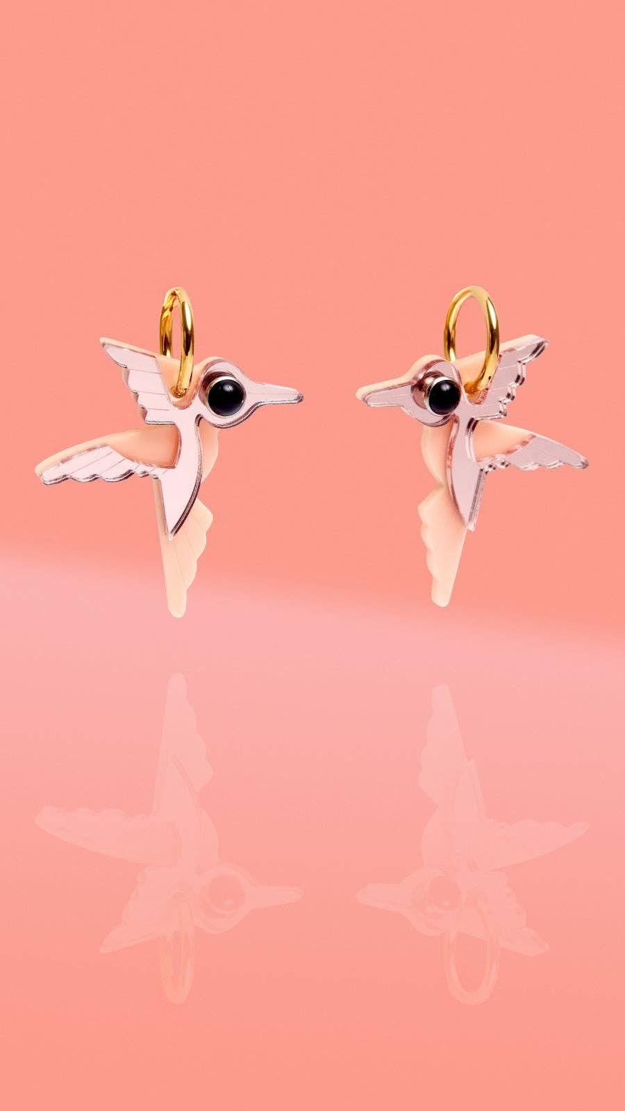 Hummingbird Hoop Earrings Copper, Blue, Pink - Lalka Beauty Co.