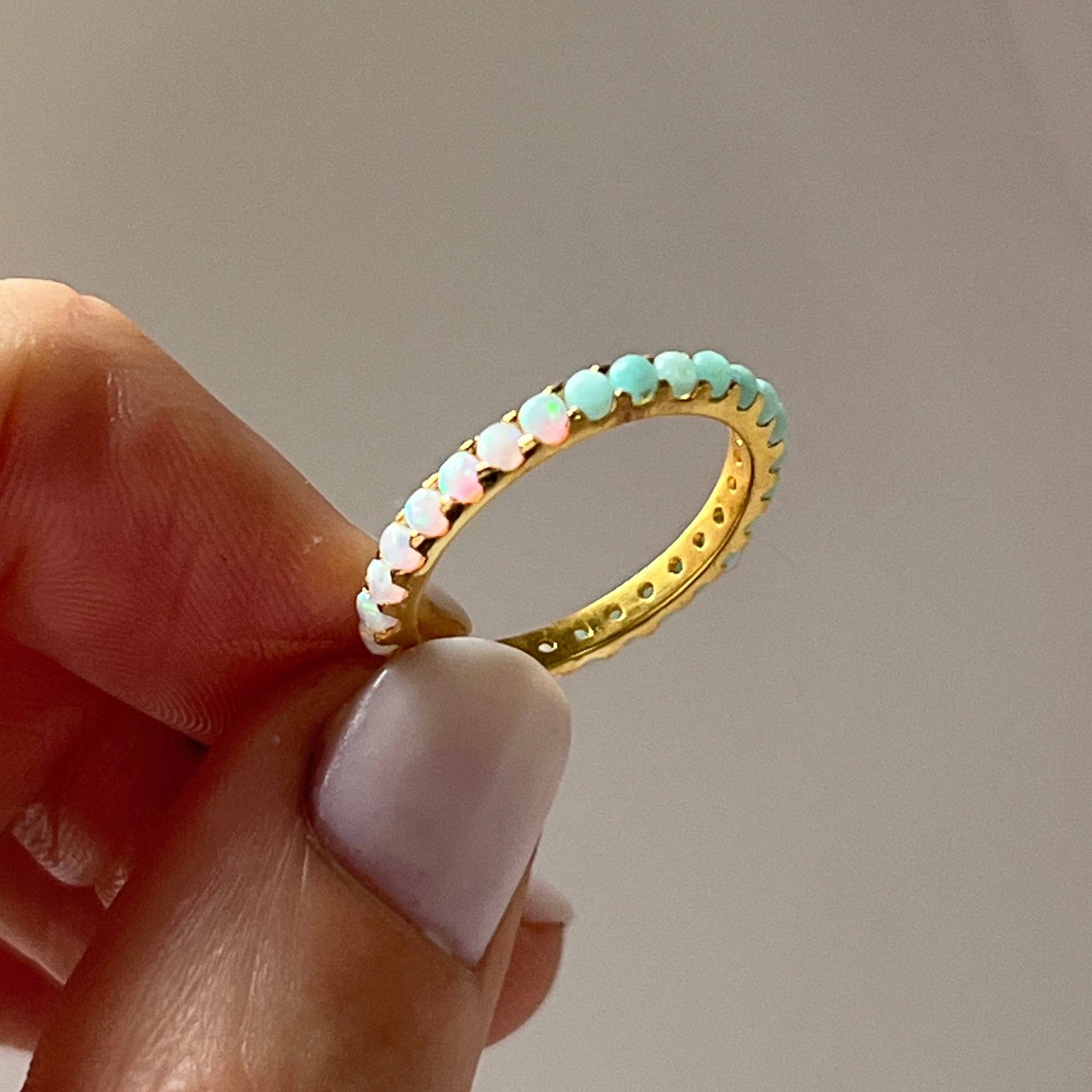 La Kaiser Indecisive Opal & Amazonite Eternity Band - Lalka Beauty Co.