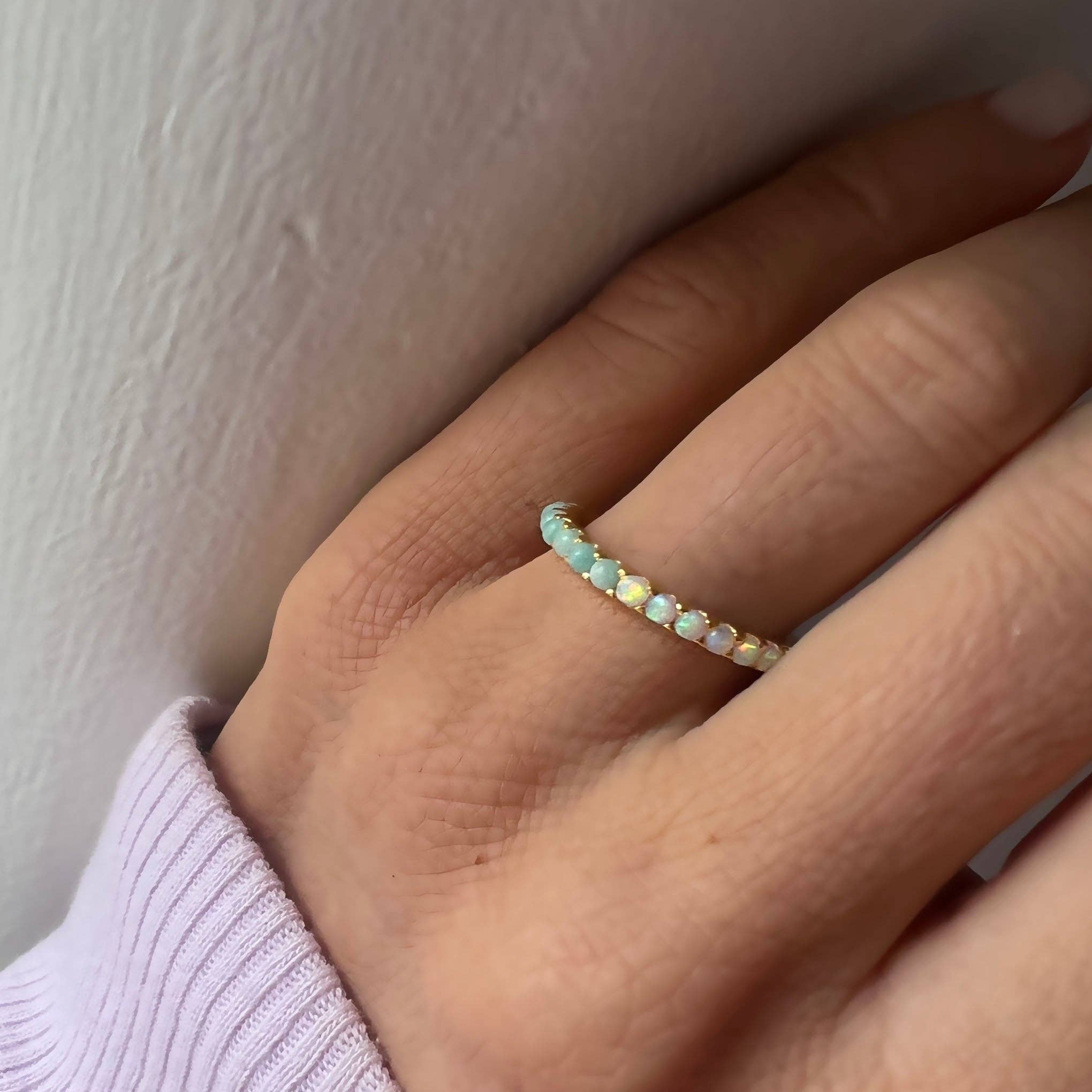 La Kaiser Indecisive Opal & Amazonite Eternity Band - Lalka Beauty Co.