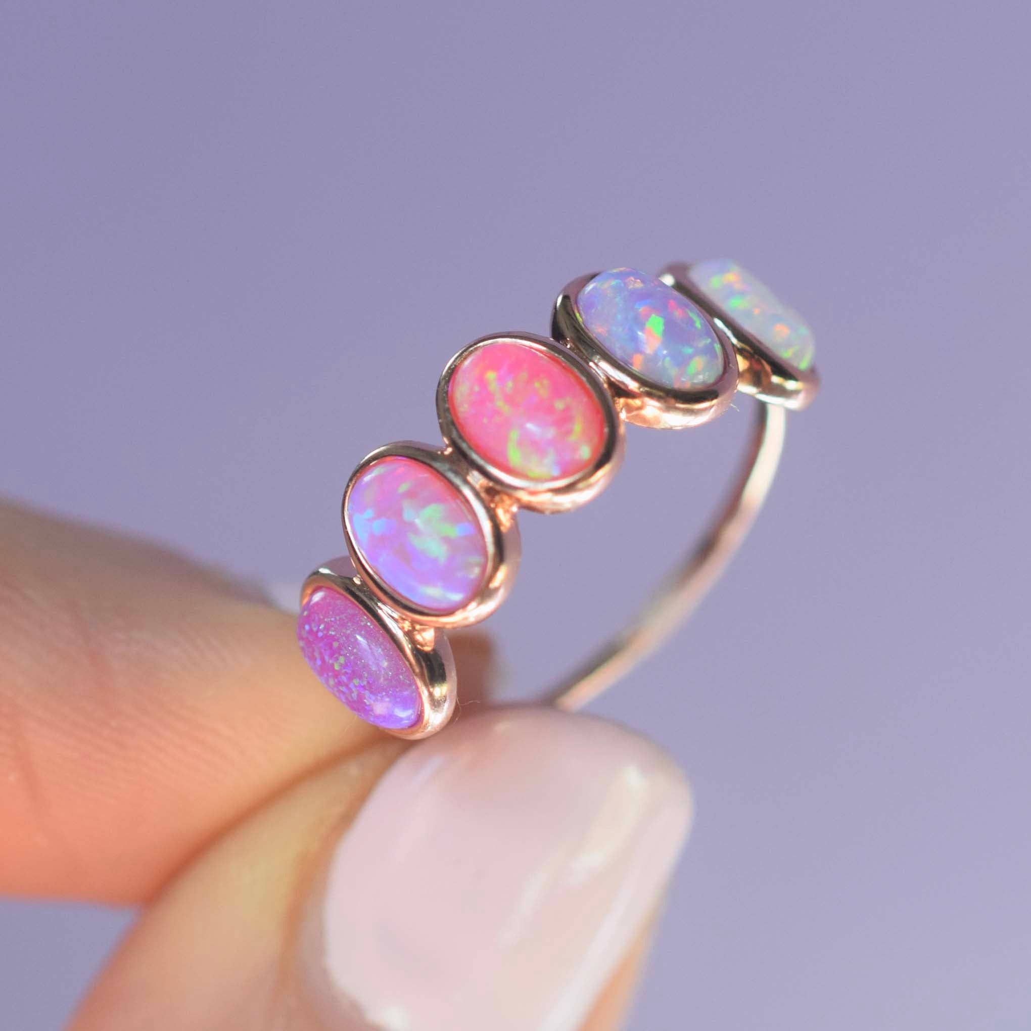 La Kaiser Rose Gold Opal Ombre Candy Ring size 7 - Lalka Beauty Co.