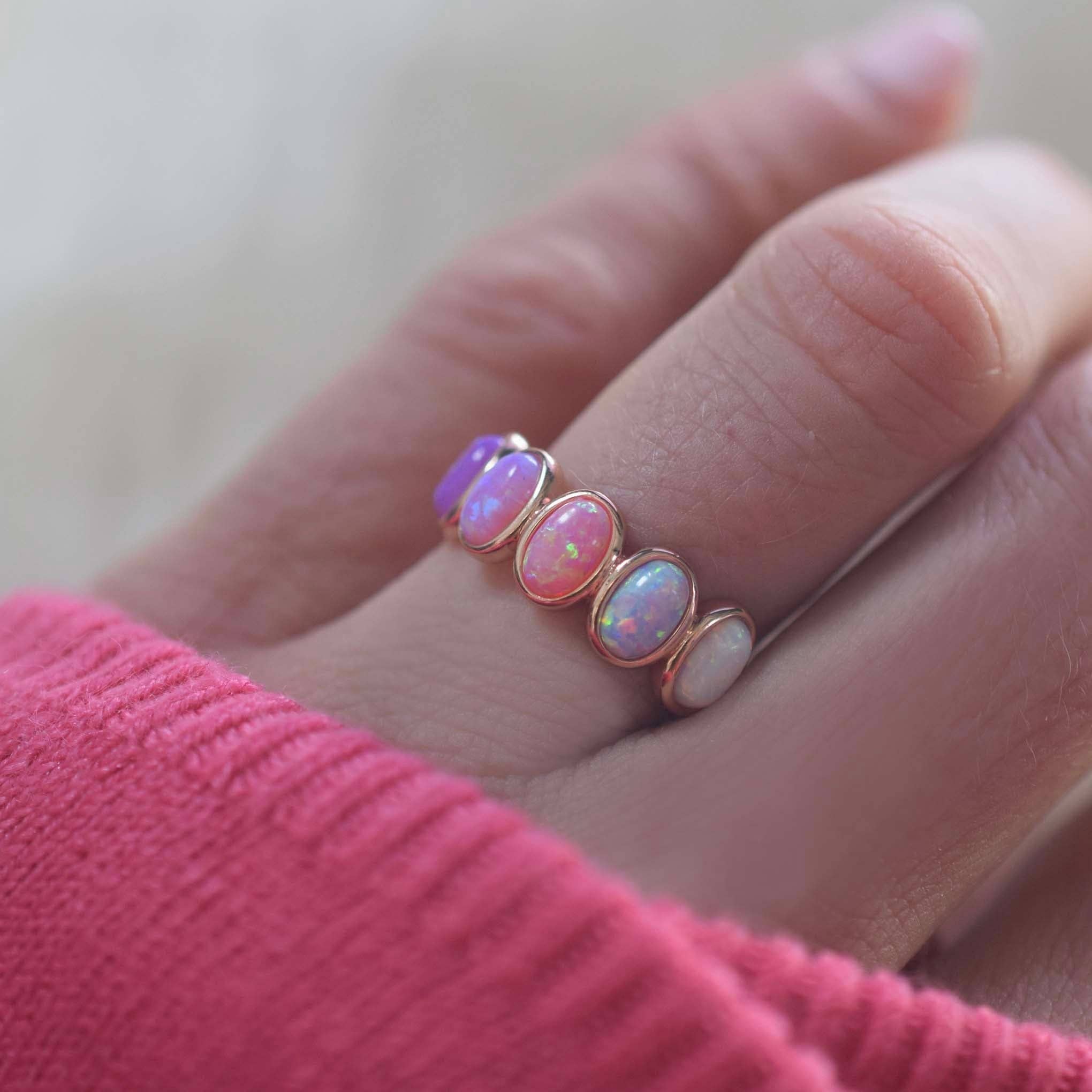 La Kaiser Rose Gold Opal Ombre Candy Ring size 7 - Lalka Beauty Co.