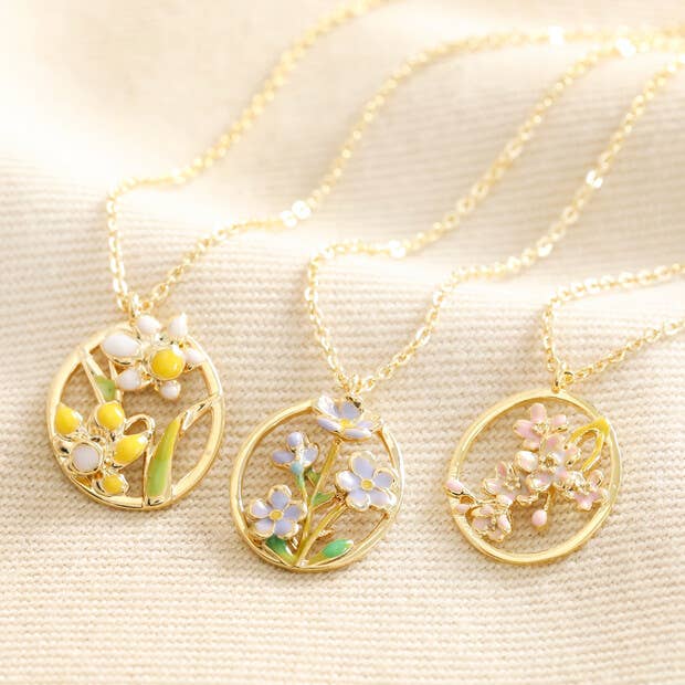 Lisa Angel Birth Flower Gold Pendant Necklaces - Lalka Beauty Co.