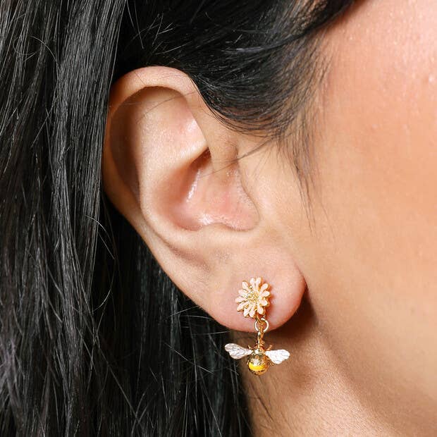 Lisa Angel Floral Bee Drop Earrings in Gold - Lalka Beauty Co.