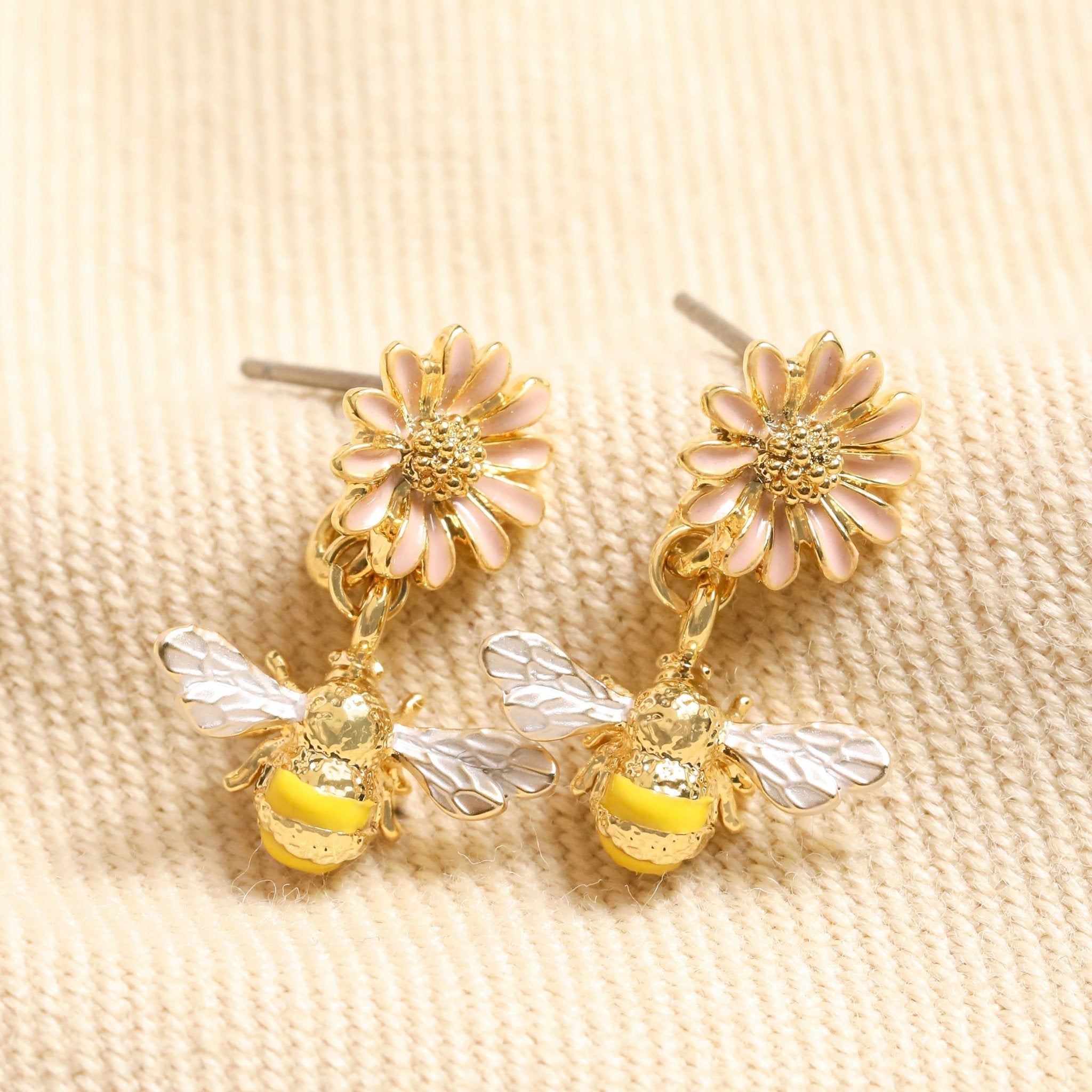 Lisa Angel Floral Bee Drop Earrings in Gold - Lalka Beauty Co.