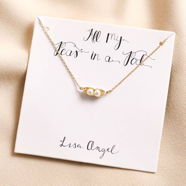 Lisa Angel Pearl Two Peas in a Pod Pendant Necklace - Lalka Beauty Co.