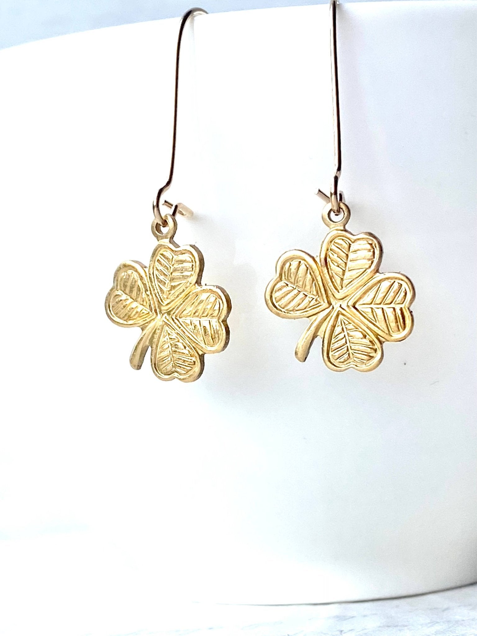 Lucky Shamrock Earrings Little Four Leaf Clover - Lalka Beauty Co.