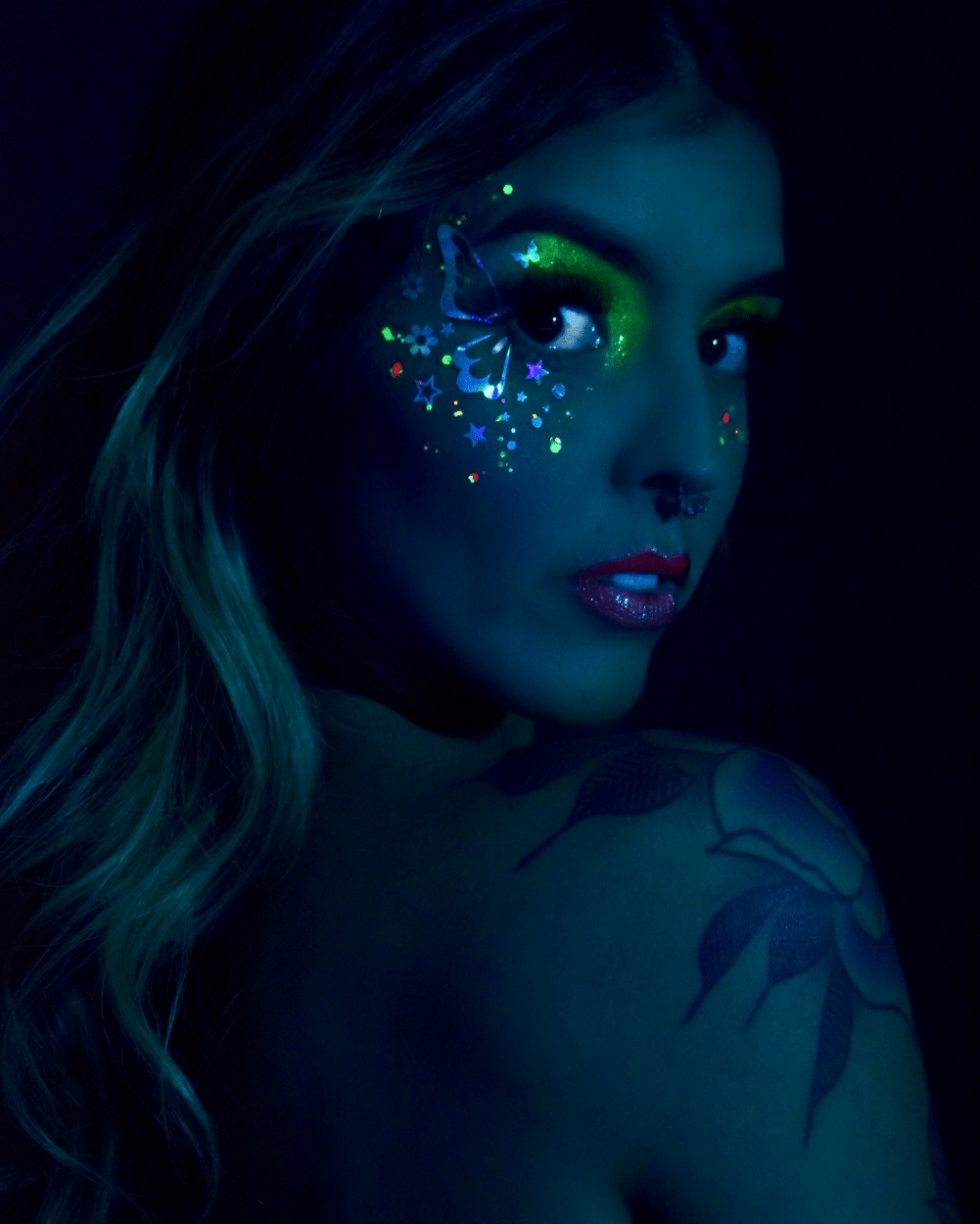 Lunautics Neon Beats - UV Neon Loose Eye Pigment Stack makeup pigments black light festival, dancers, Halloween glow in the dark - Lalka Beauty Co.